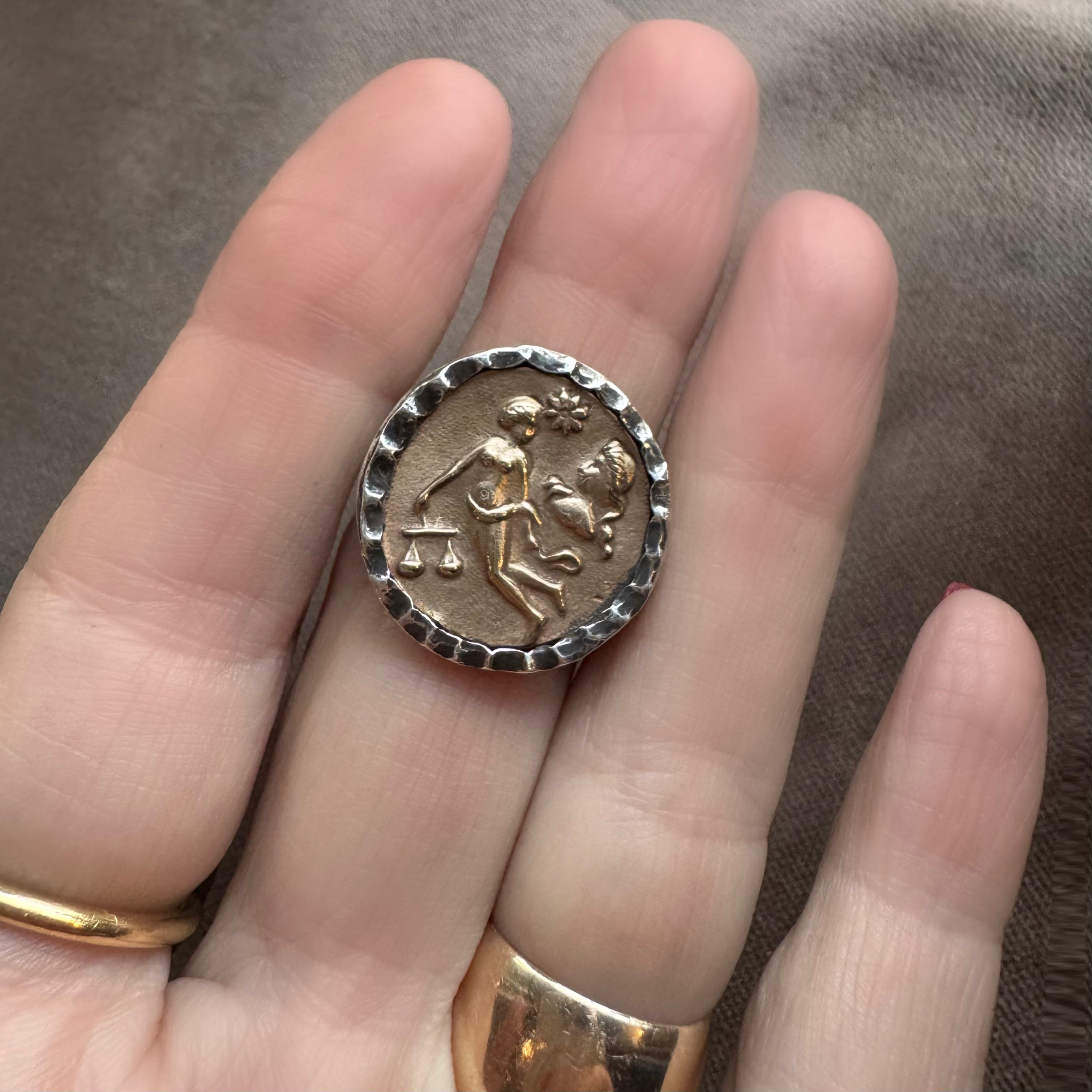 Vintage Mid-Century 14k and Sterling Silver Aries Ring