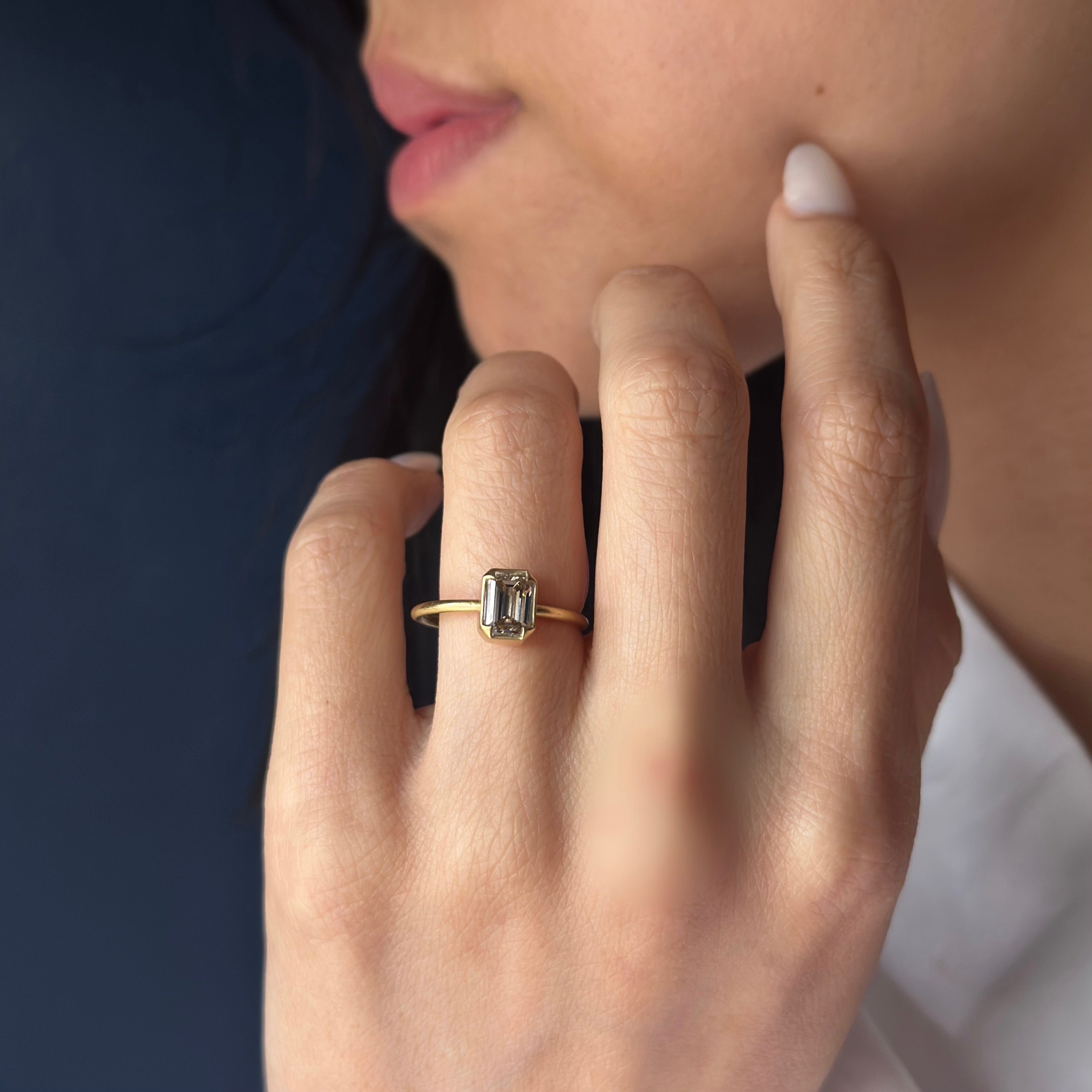 Gabriella Kiss 18k Emerald Cut Champagne Diamond Ring - 1.05 ct.