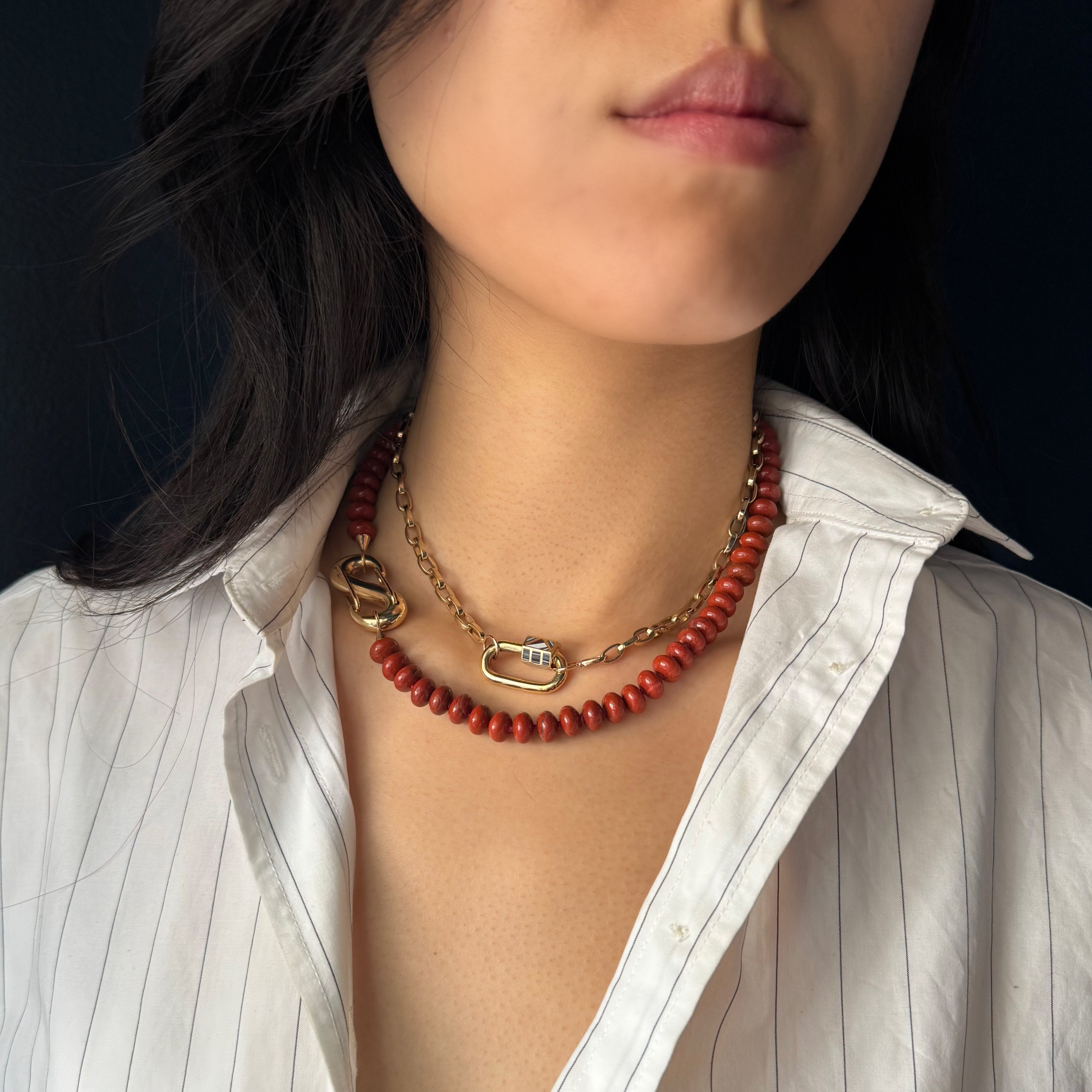 Marla Aaron 18k Fordite Inlay Chubby Medium Lock