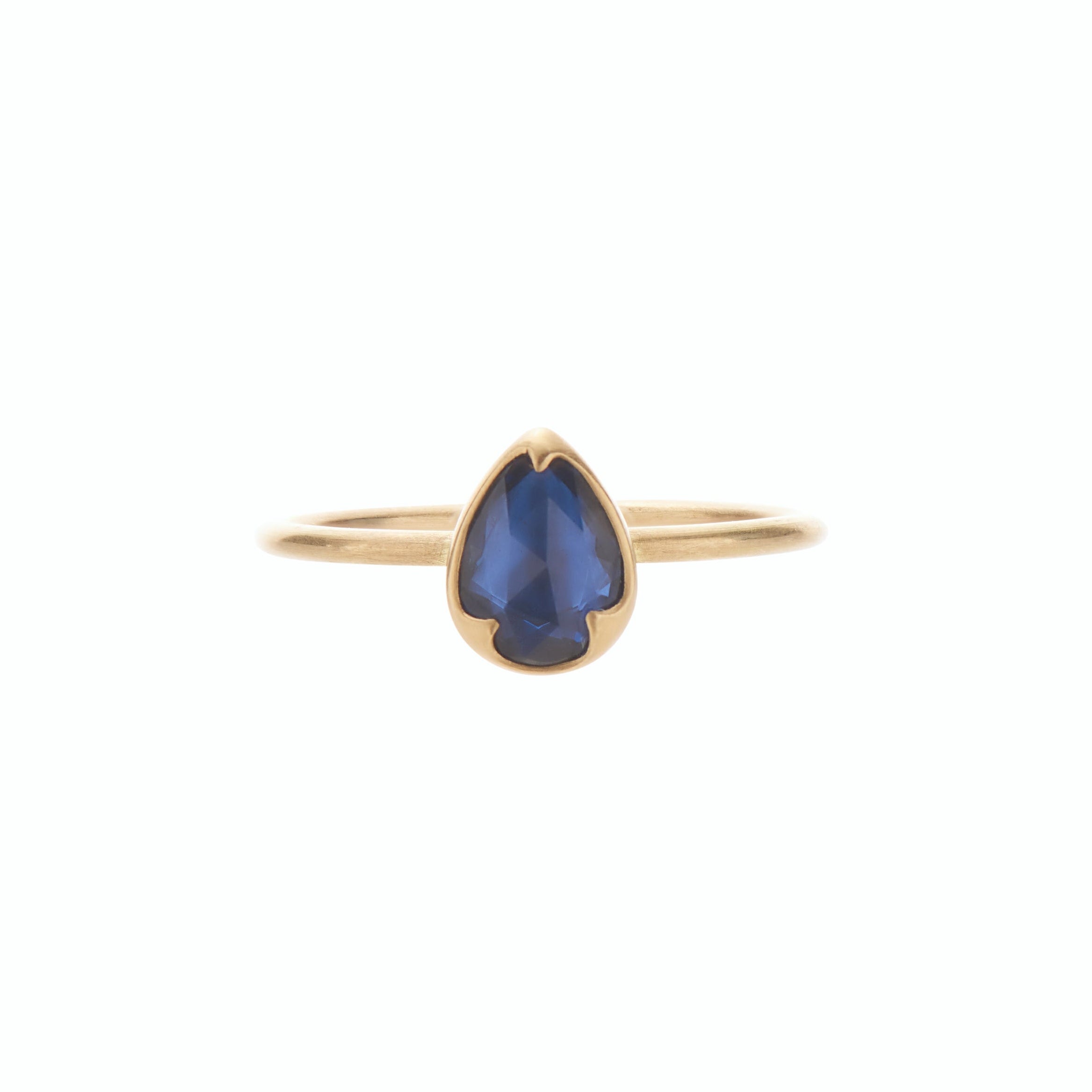 Gabriella Kiss 18k Pear Rose Cut Blue Sapphire Ring - .9ct