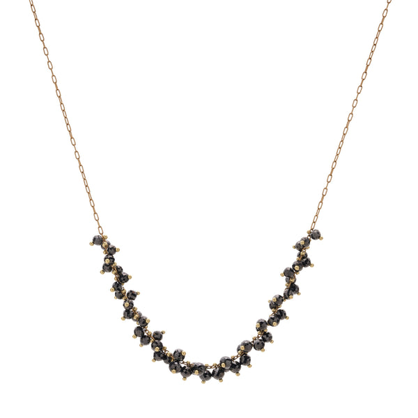 TenThousandThings 18k Black Diamond X-Long Beaded Cluster Necklace - 17"