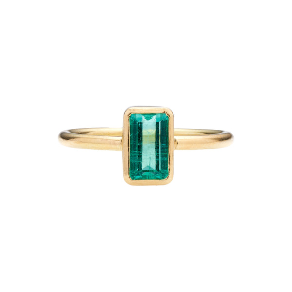 Tura Sugden 18k/22k Colombian Emerald Solitaire Ring- .99ct