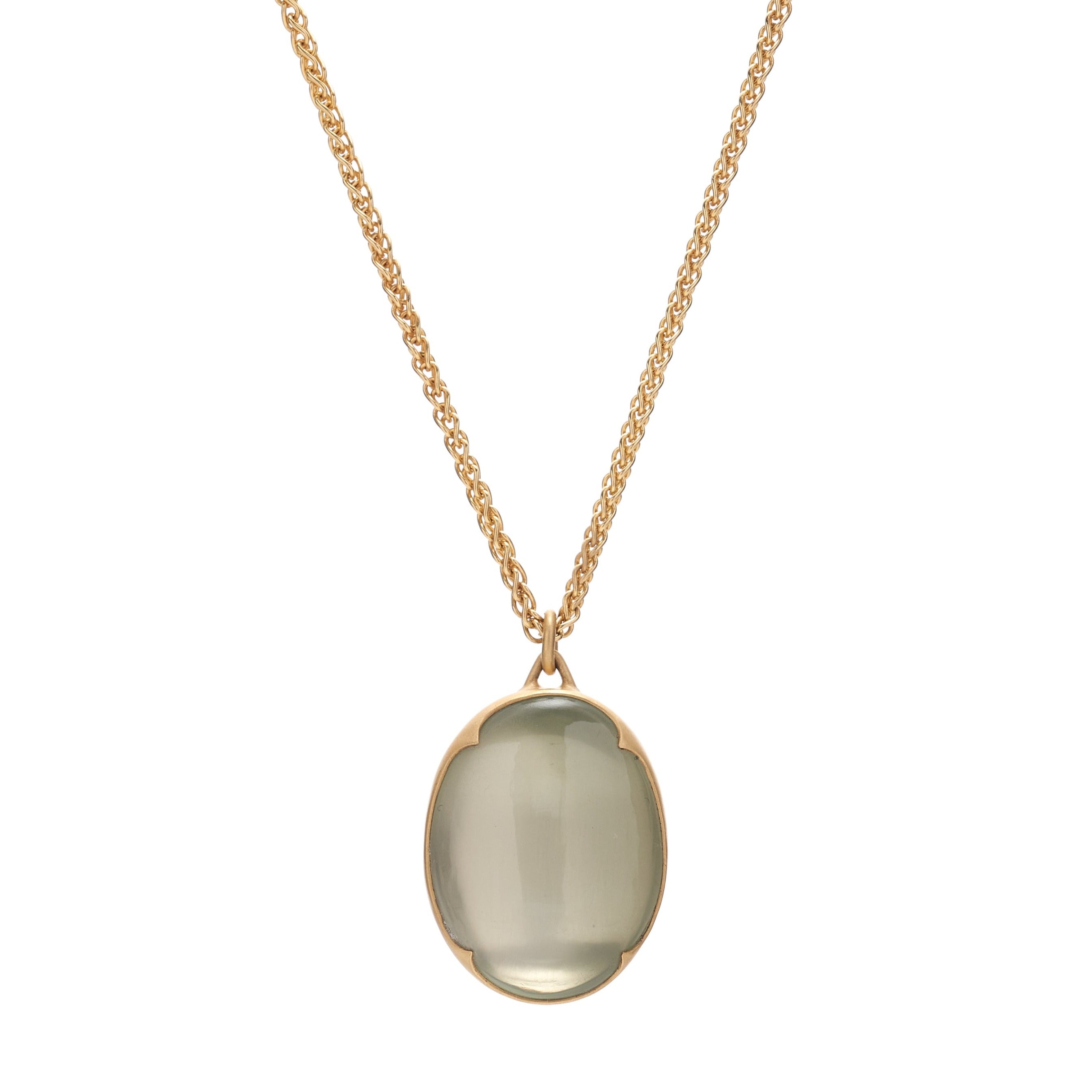 Gabriella Kiss 18k Oval Ceylon Moonstone Pendant Necklace- 18”