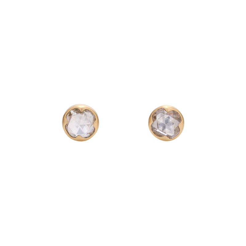 Gabriella Kiss 18k Round White Diamond Stud Earrings- .85ct