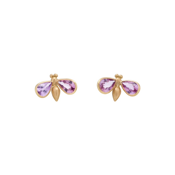 Gabriella Kiss 18k Pink Sapphire Gem Bug Post Earrings