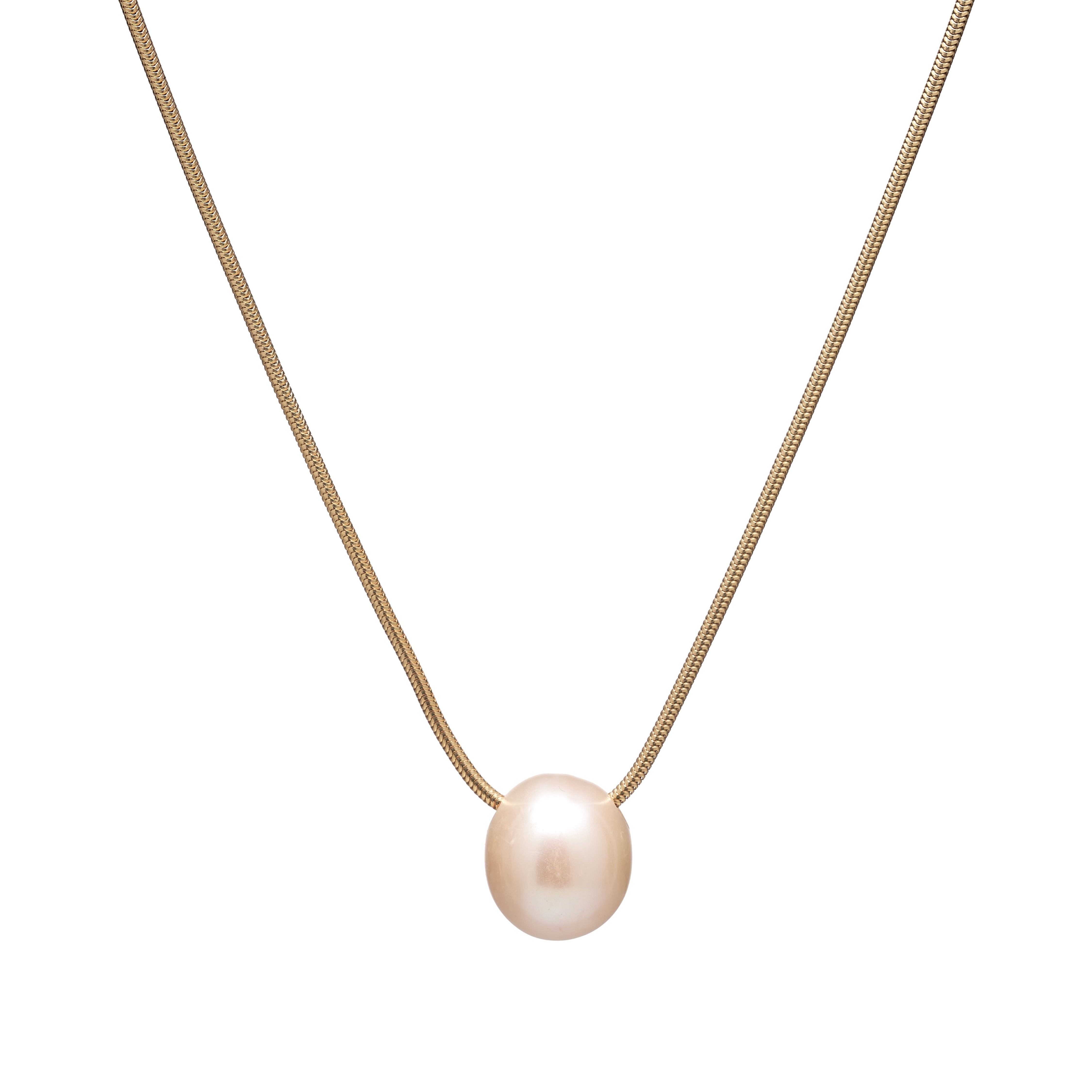 Dezso Oval White Pearl Bead Pendant w/ 18k Shark Fin Inlay