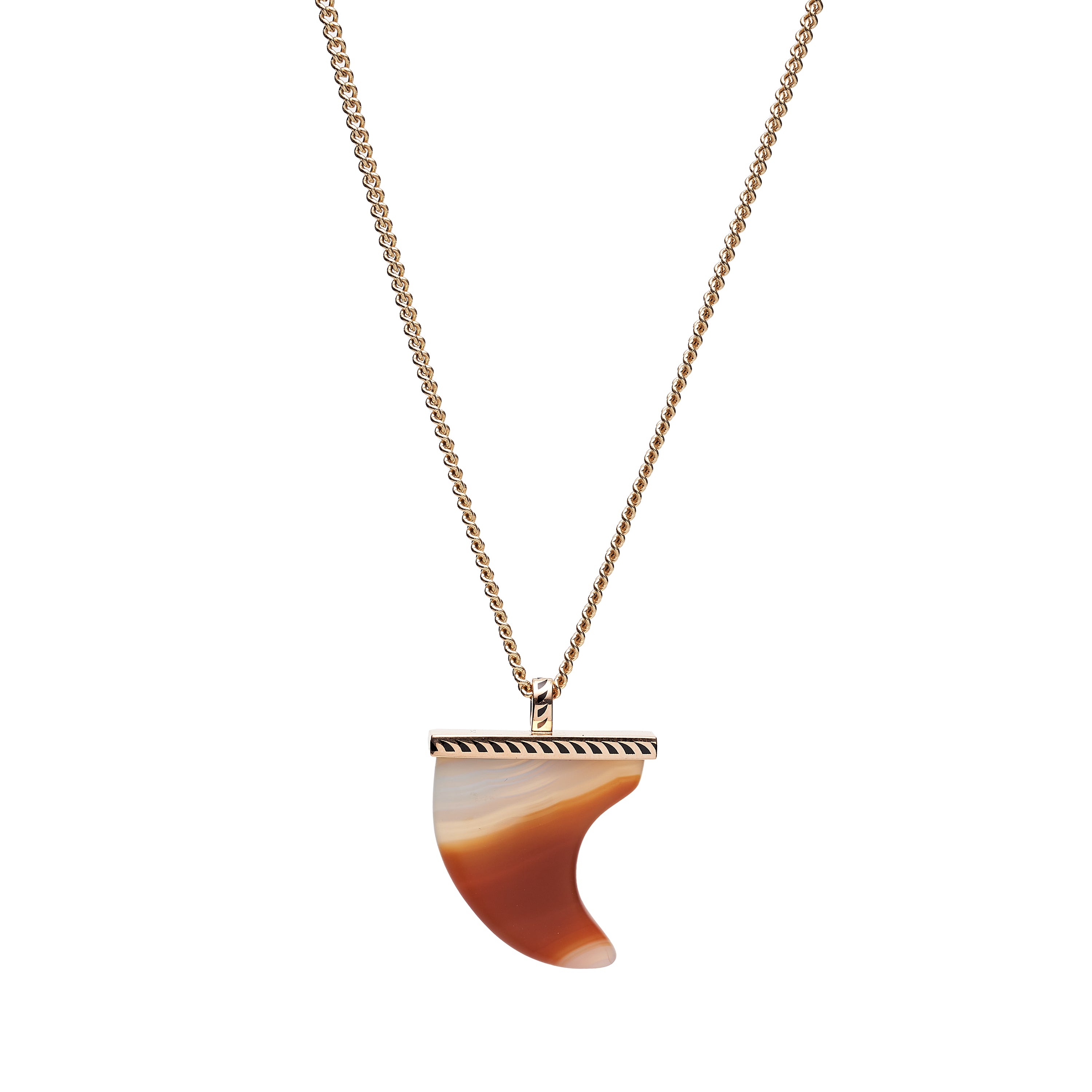 Dezso 18k Black Enamel, Agate Grande Shark Fin Pendant