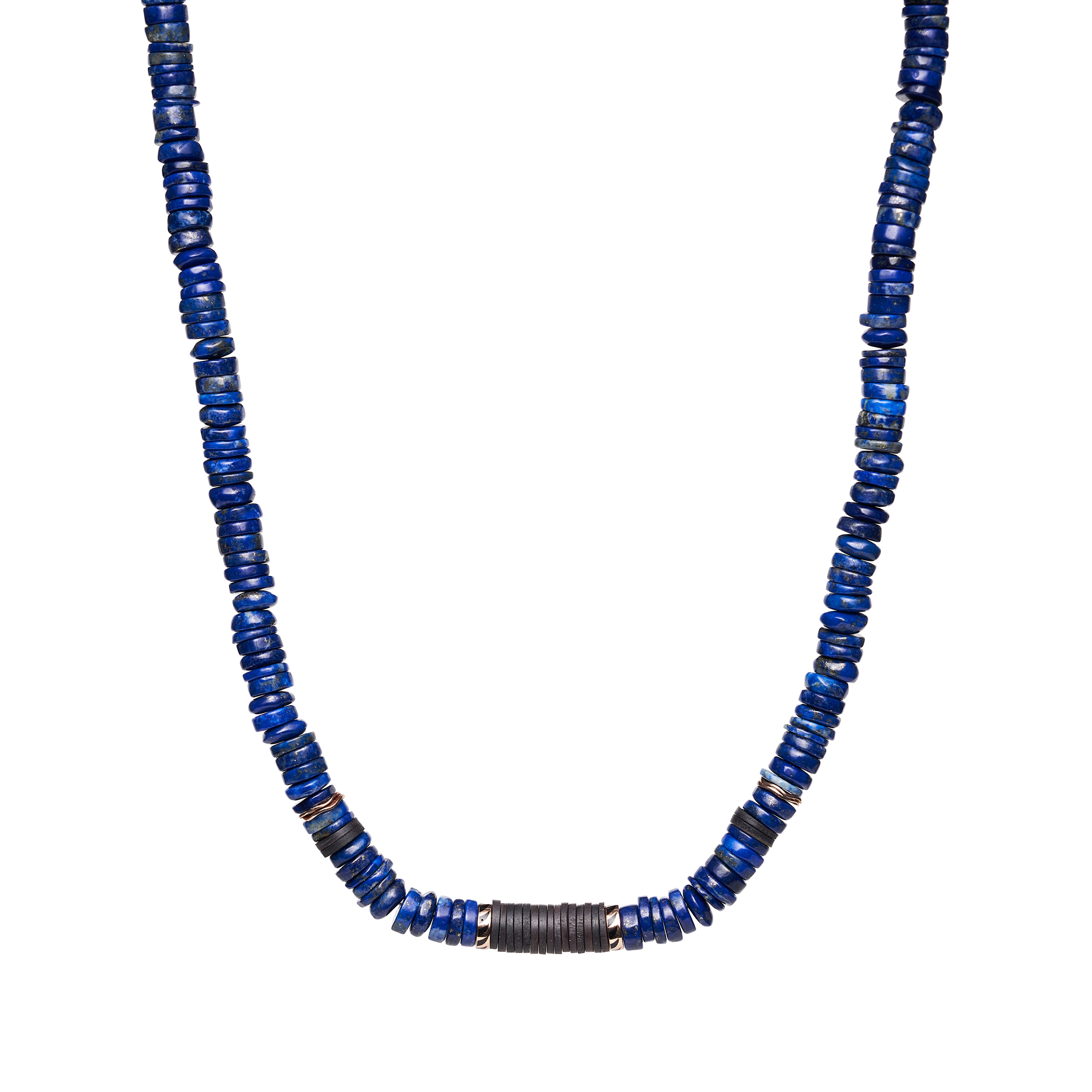 Dezso 18k Classic Lapis & Coco Shell Puka Necklace, 5mm