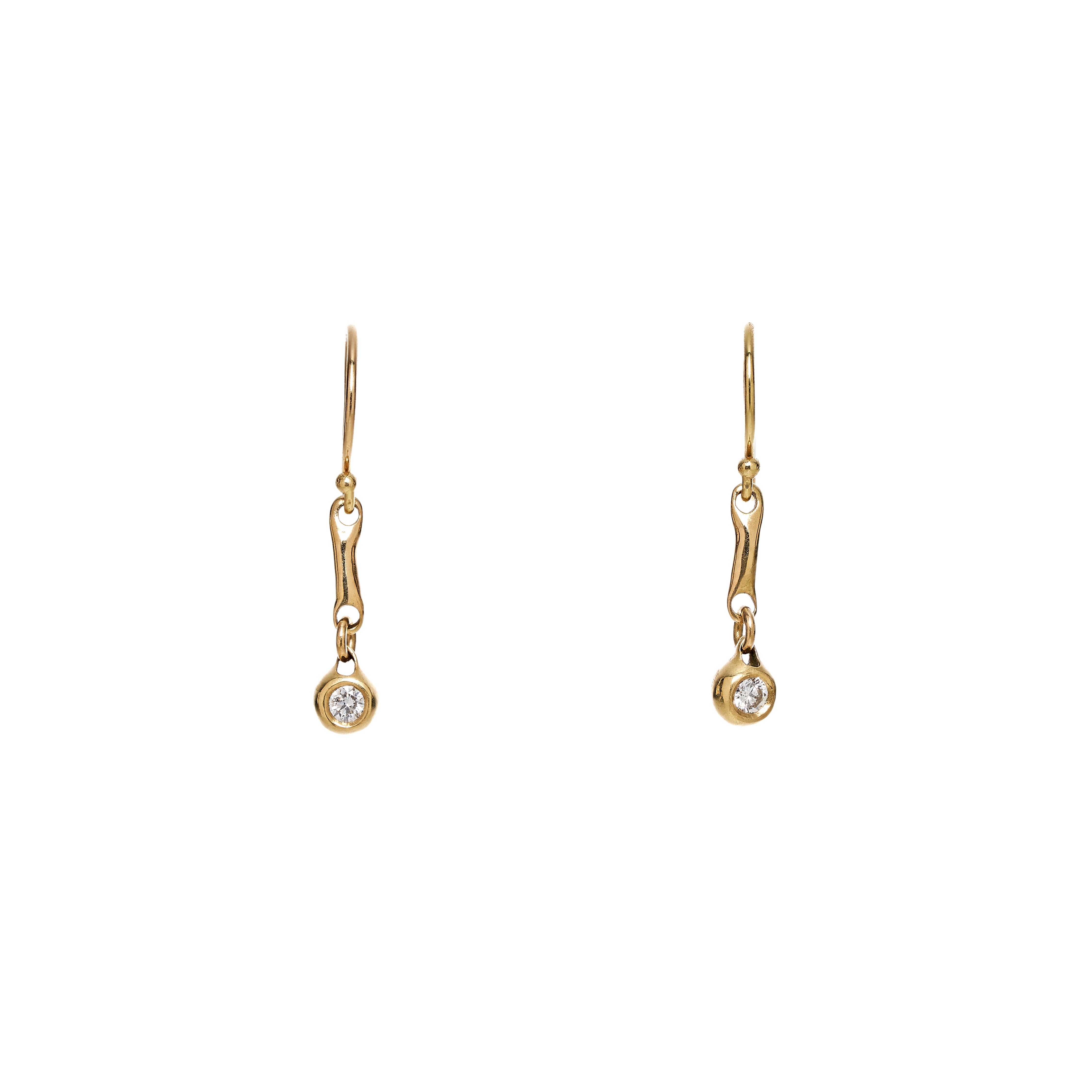 TenThousandThings 18k Tiny Stick & Diamond Pendant Earrings