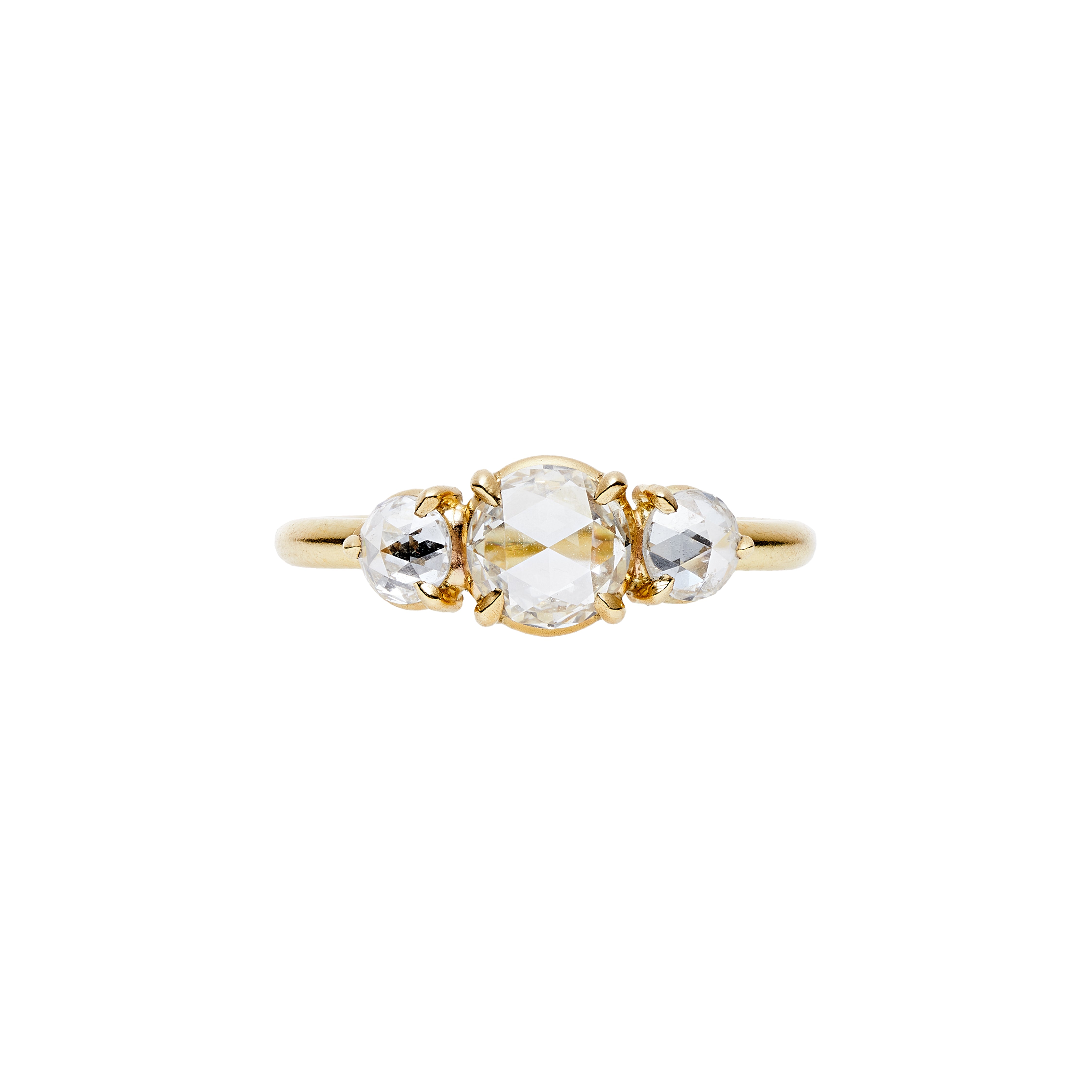 Tura Sugden 18k Rose Nouveau-Cut Three Diamond Ring- 1.01ctw