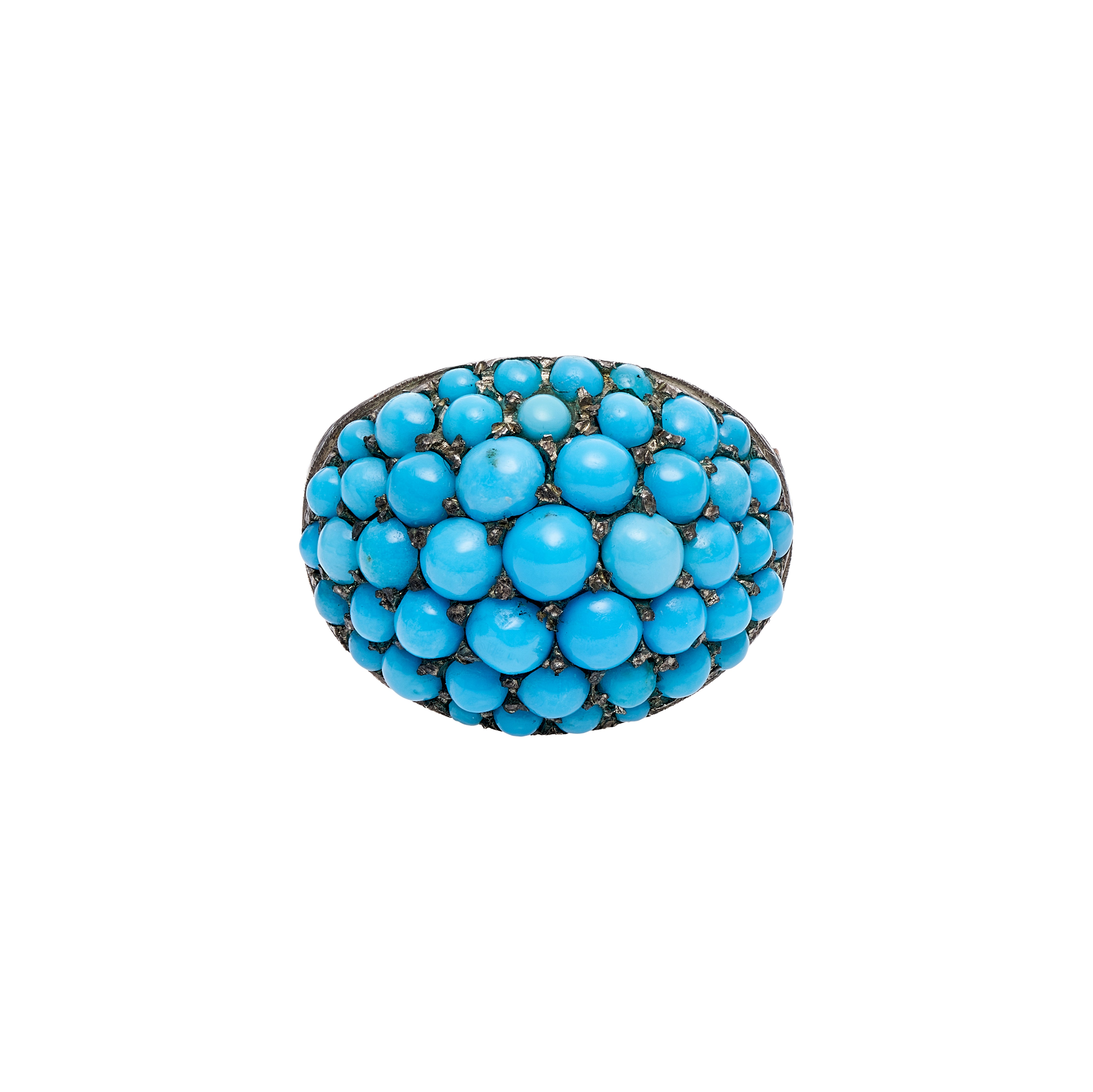 Antique Victorian 10k Gold Turquoise Pavé Dome Ring