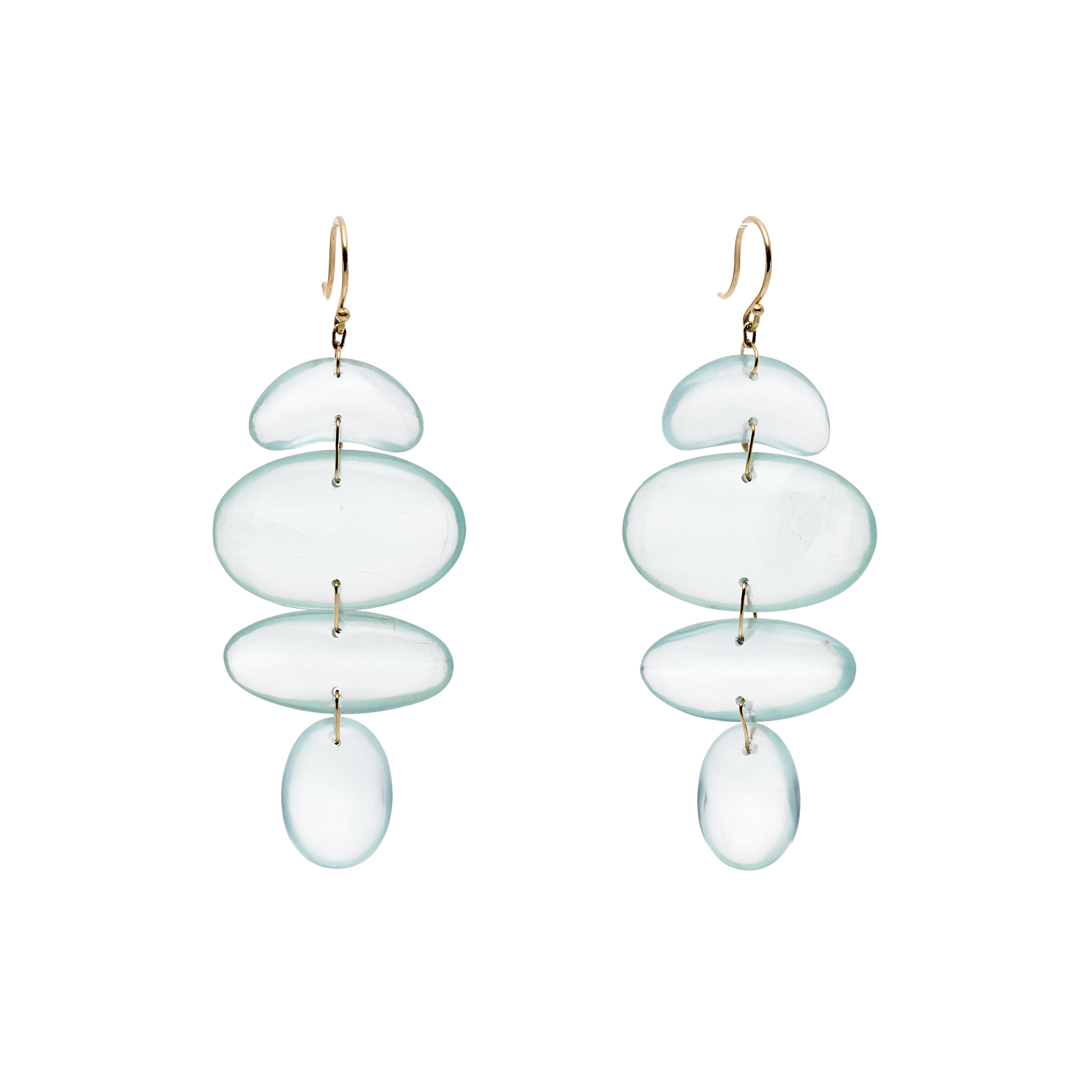 TenThousandThings 18k Oval Totem Aqua Earrings