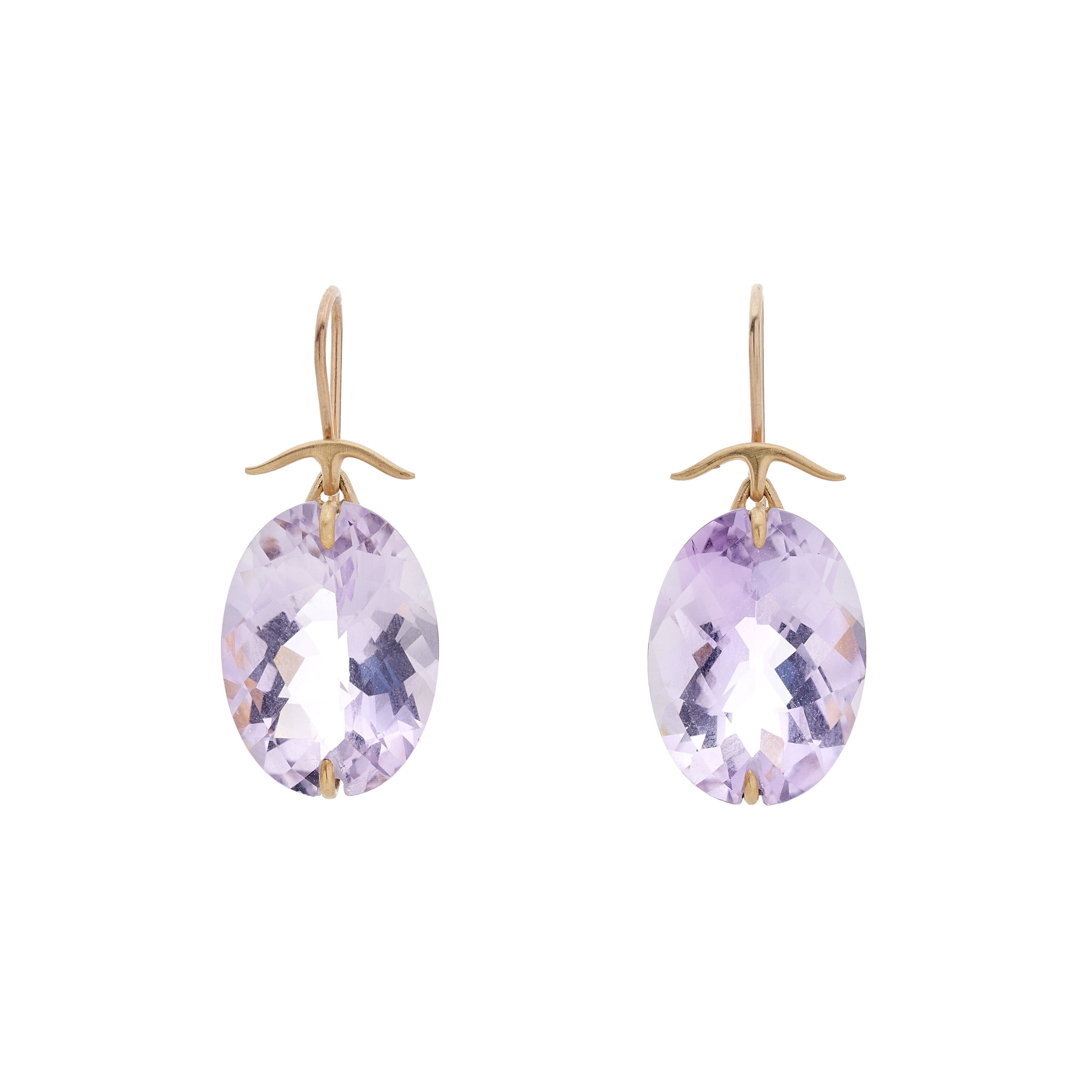Gabriella Kiss 18k Oval Facetted Rose de France Amethyst Earrings