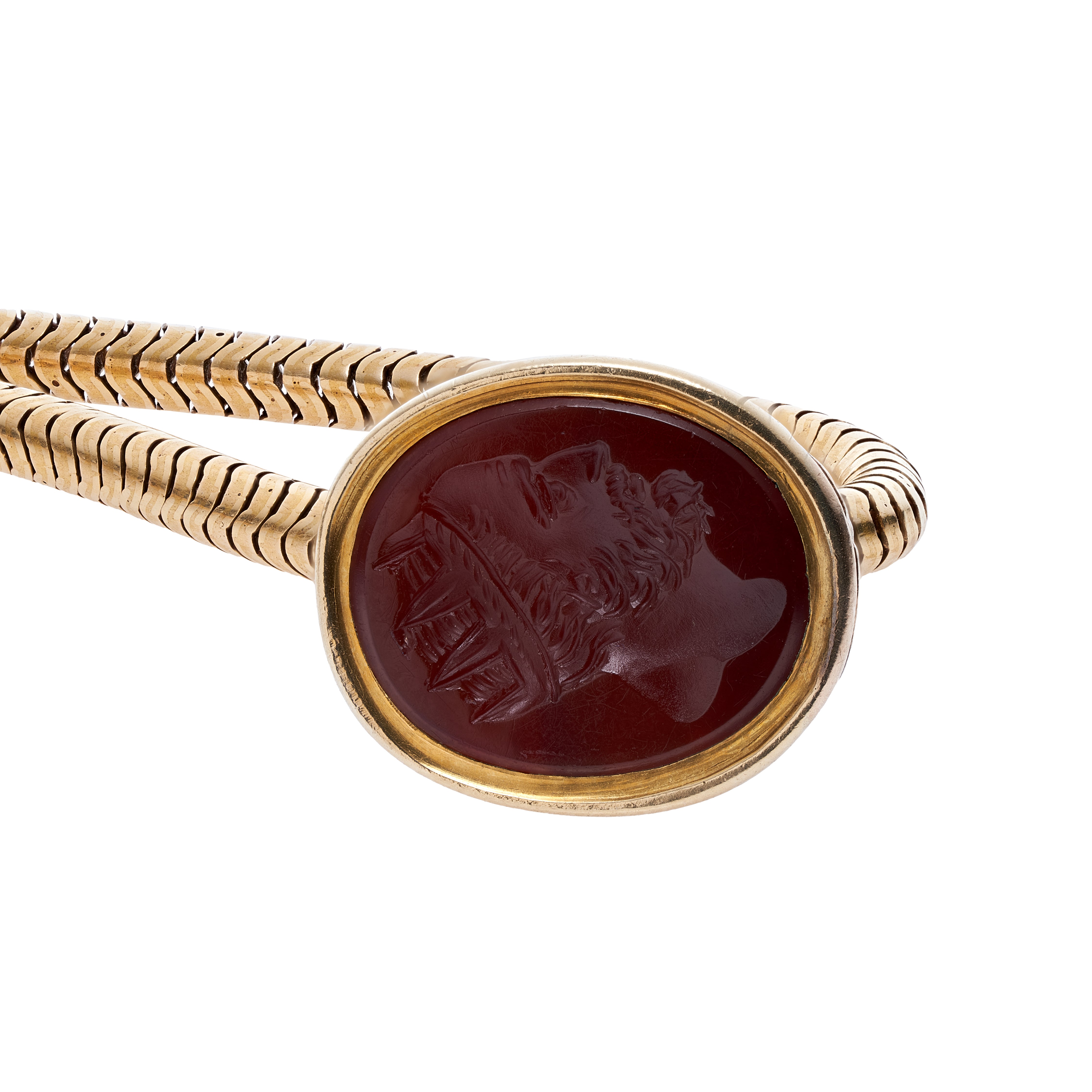 Antique Victorian 15k Carnelian Poseidon Intaglio Fob Pendant