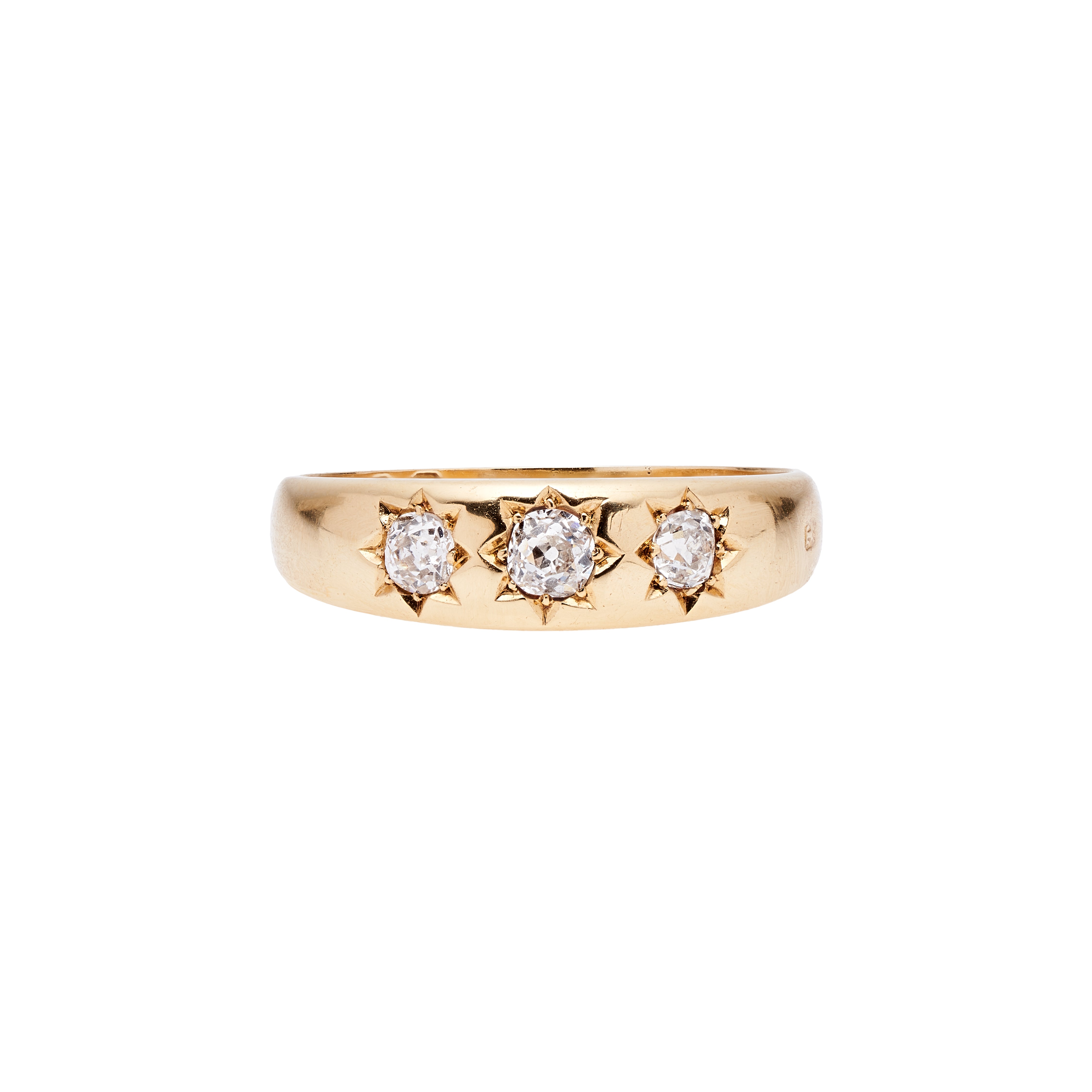 Antique Victorian 18k Three Star-Set Diamond Ring- .35ct