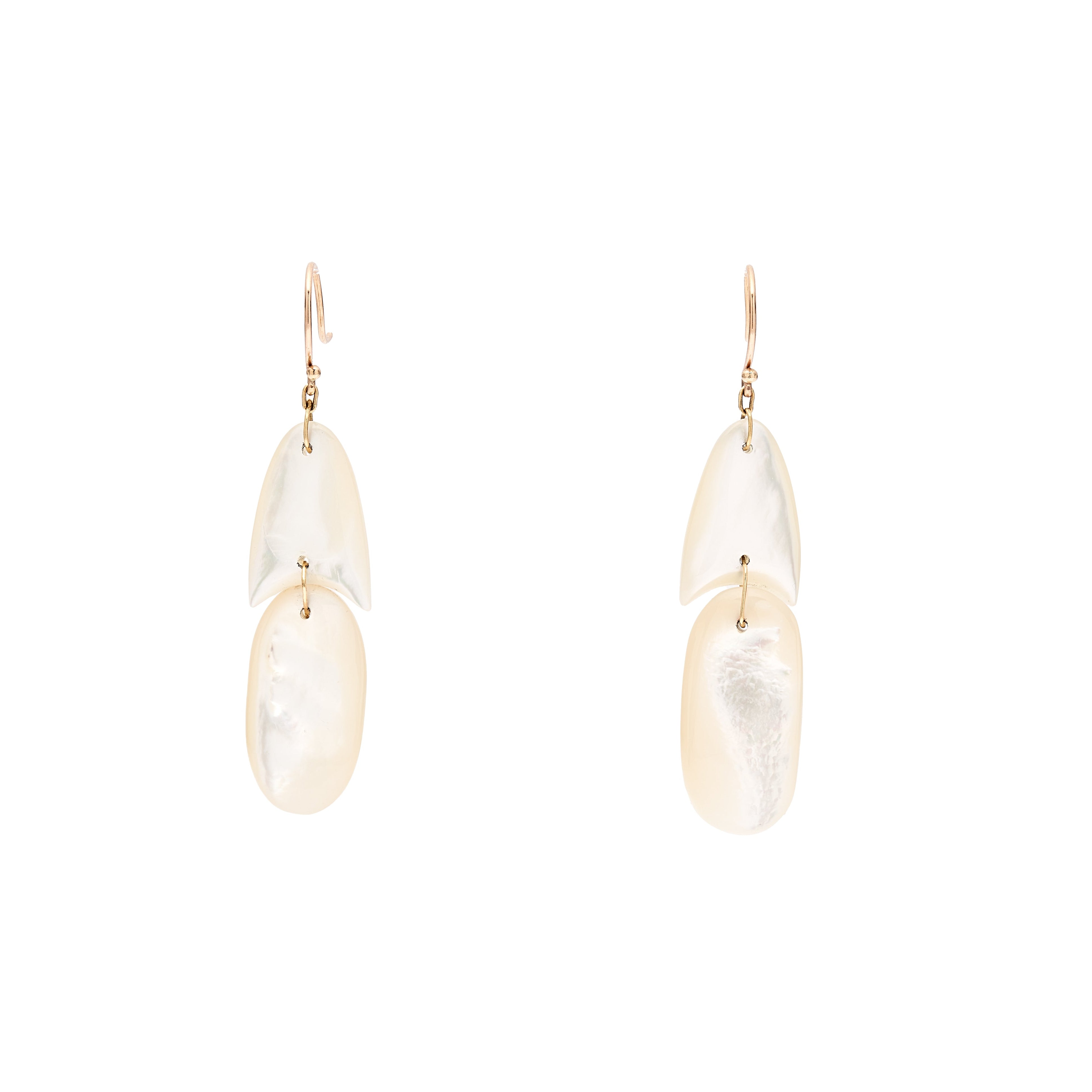 TenThousandThings 18k Tiny Mother of Pearl Arrowhead Earrings