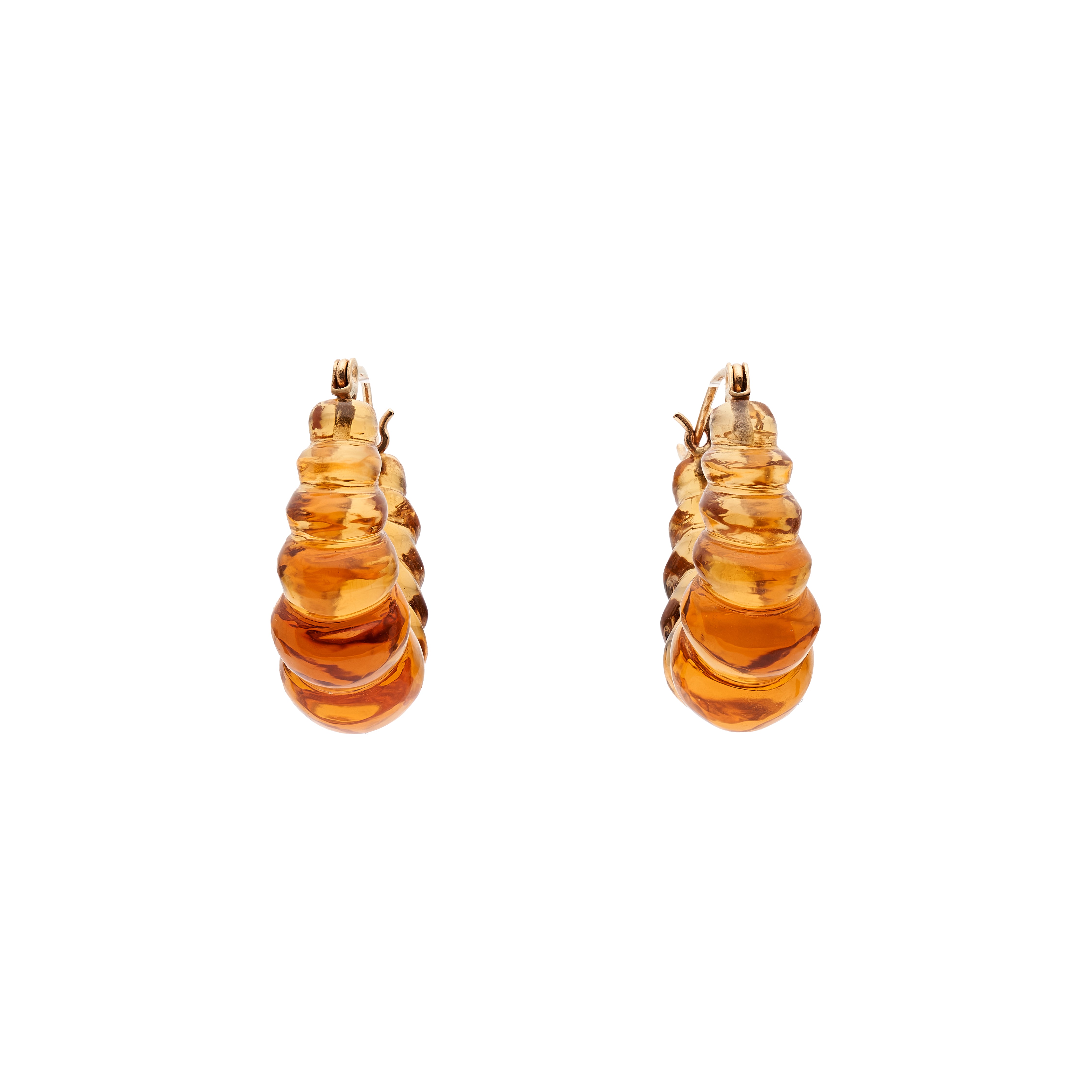 TenThousandThings 14k Citrine Carved Hoop Earrings