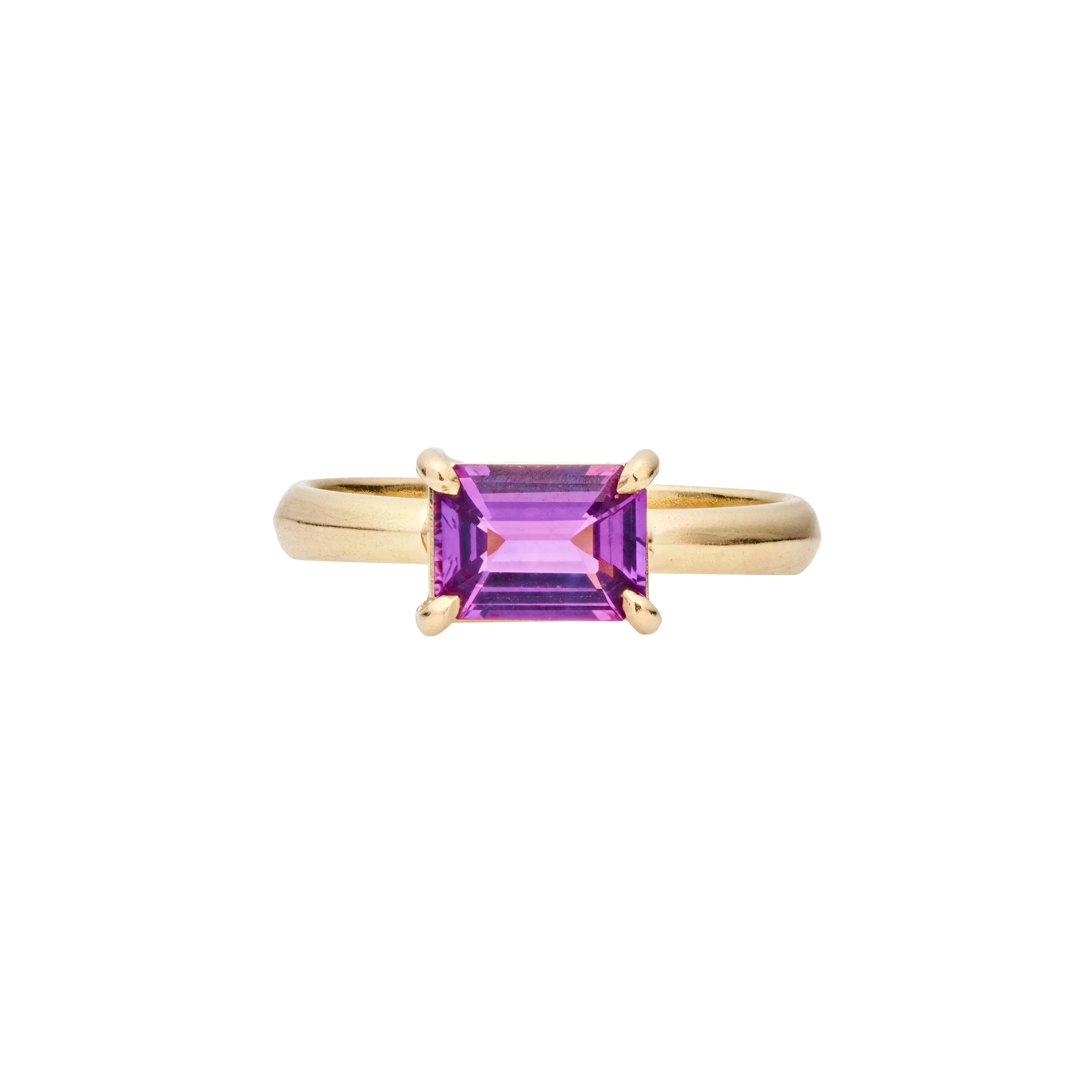 Tura Sugden 18k Step Cut Pink/Purple Sapphire Solitaire Ring- 1.11ct