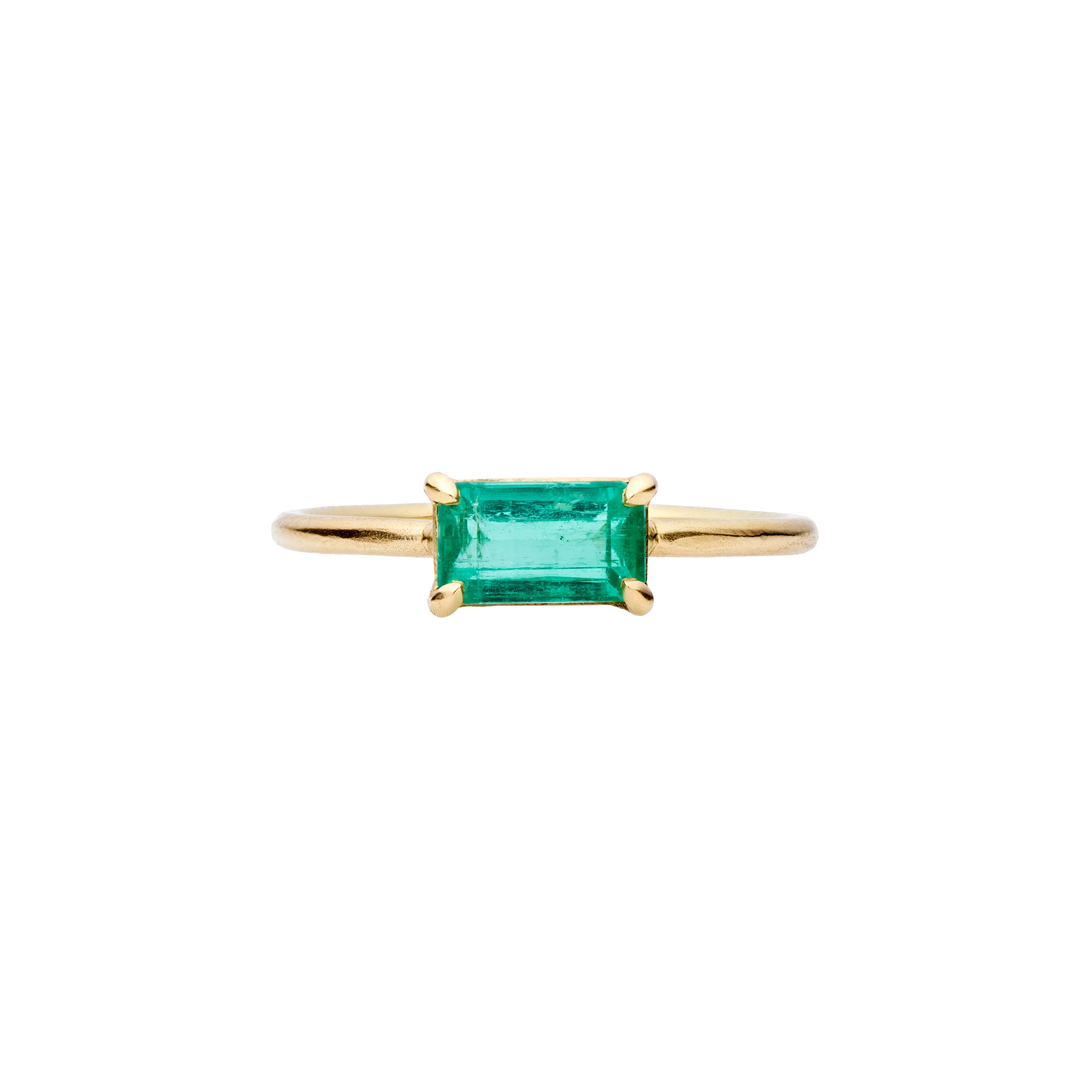 Tura Sugden 18k Step Cut Colombian Emerald Solitaire Ring- 0.69ct