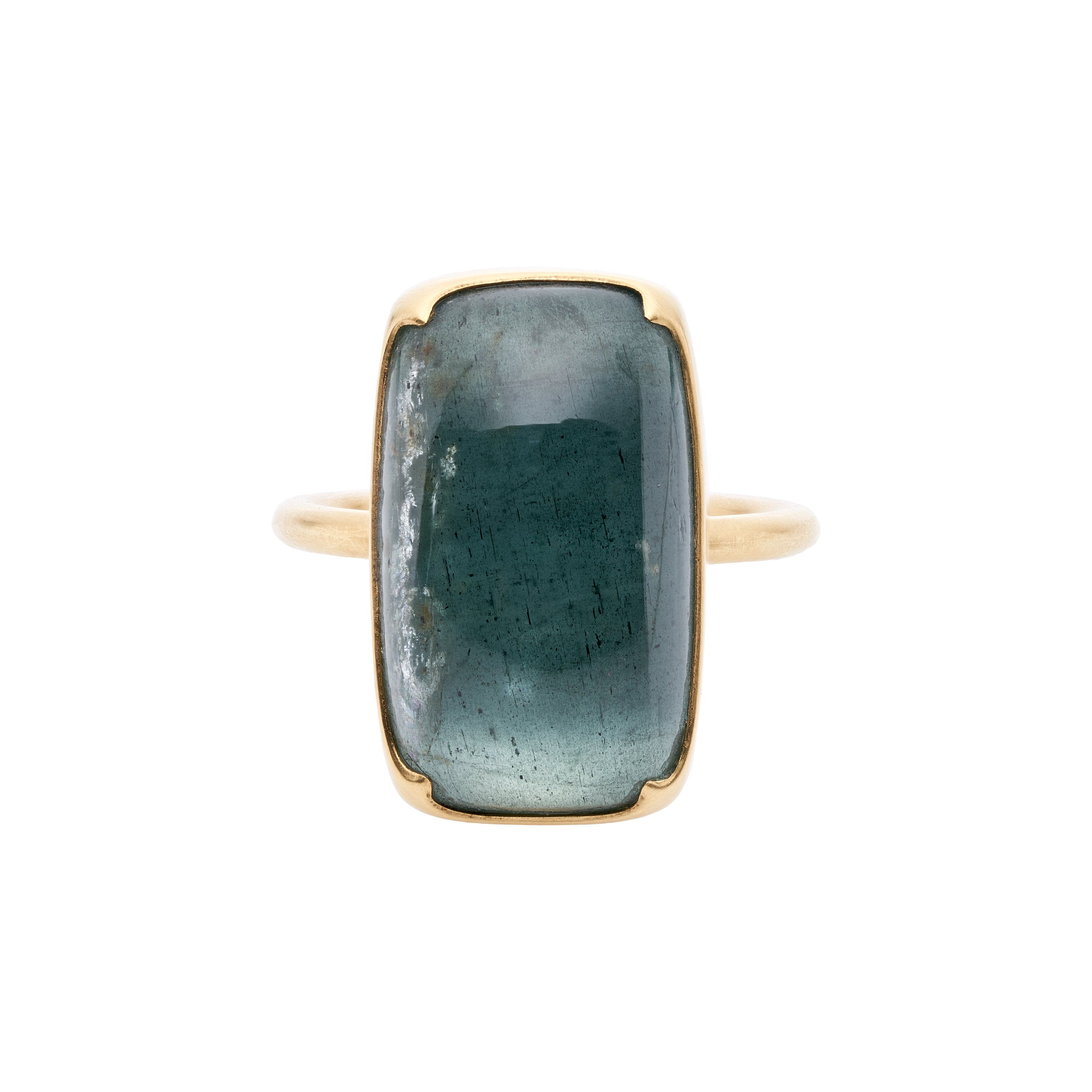 Gabriella Kiss 18k Large Elongated Cushion Moss Aqua Ring