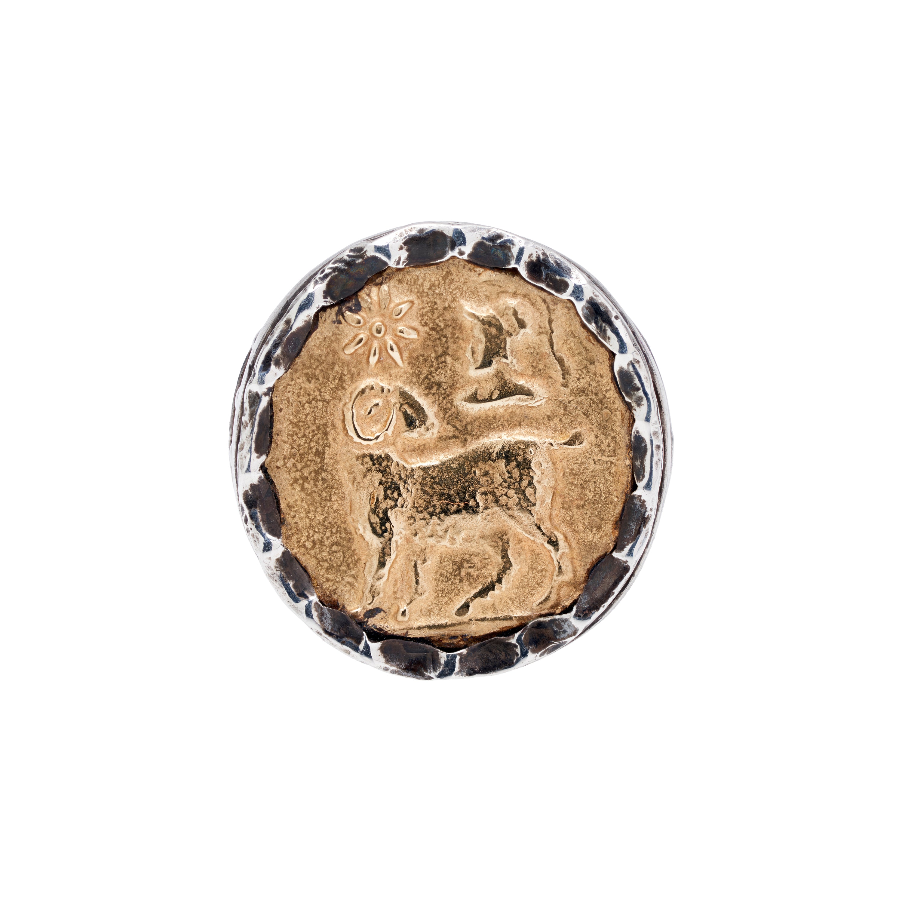 Vintage Mid-Century 14k and Sterling Silver Aries Ring