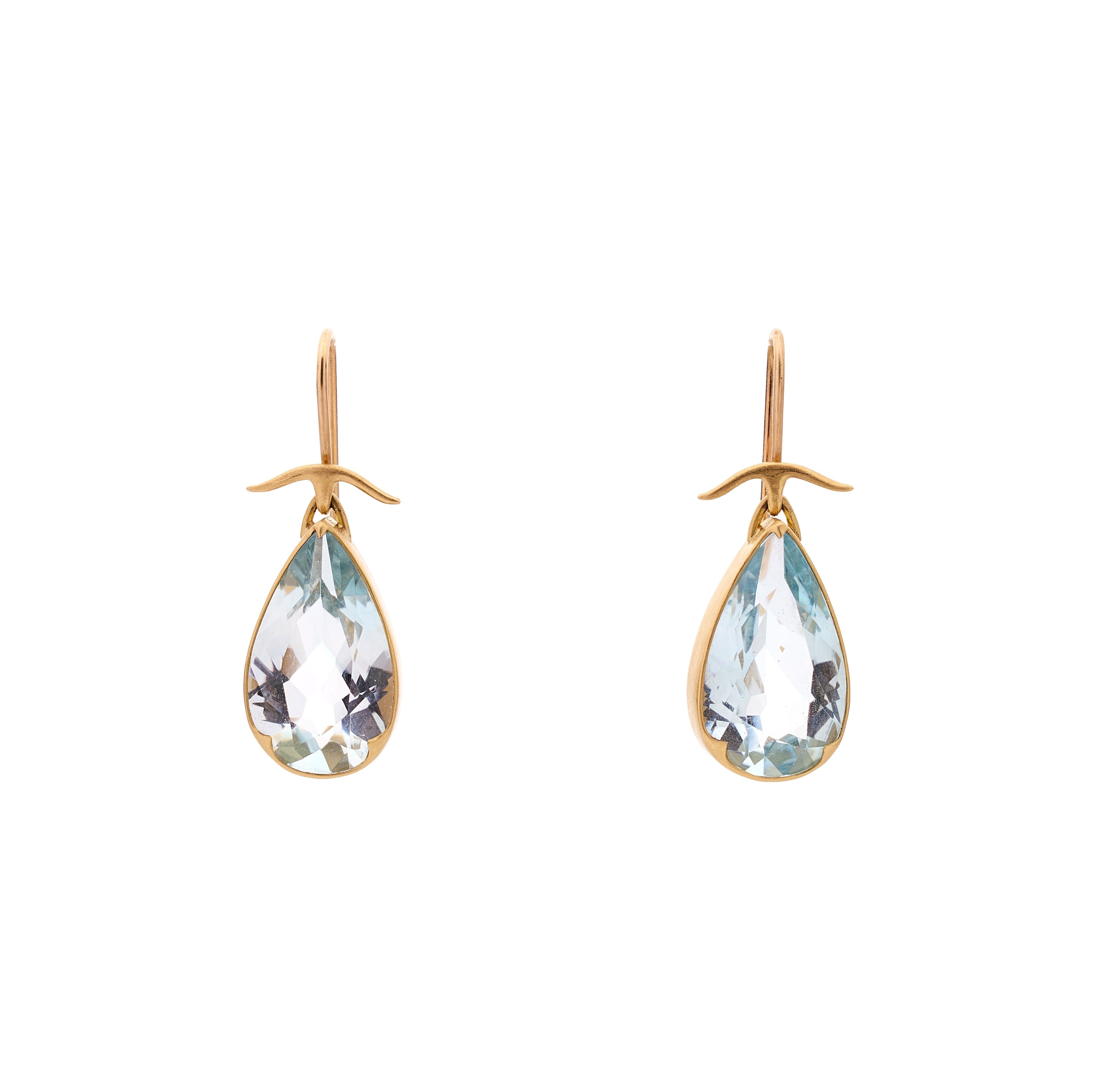 Gabriella Kiss 18k Facetted Pear Shaped Aquamarine Earrings
