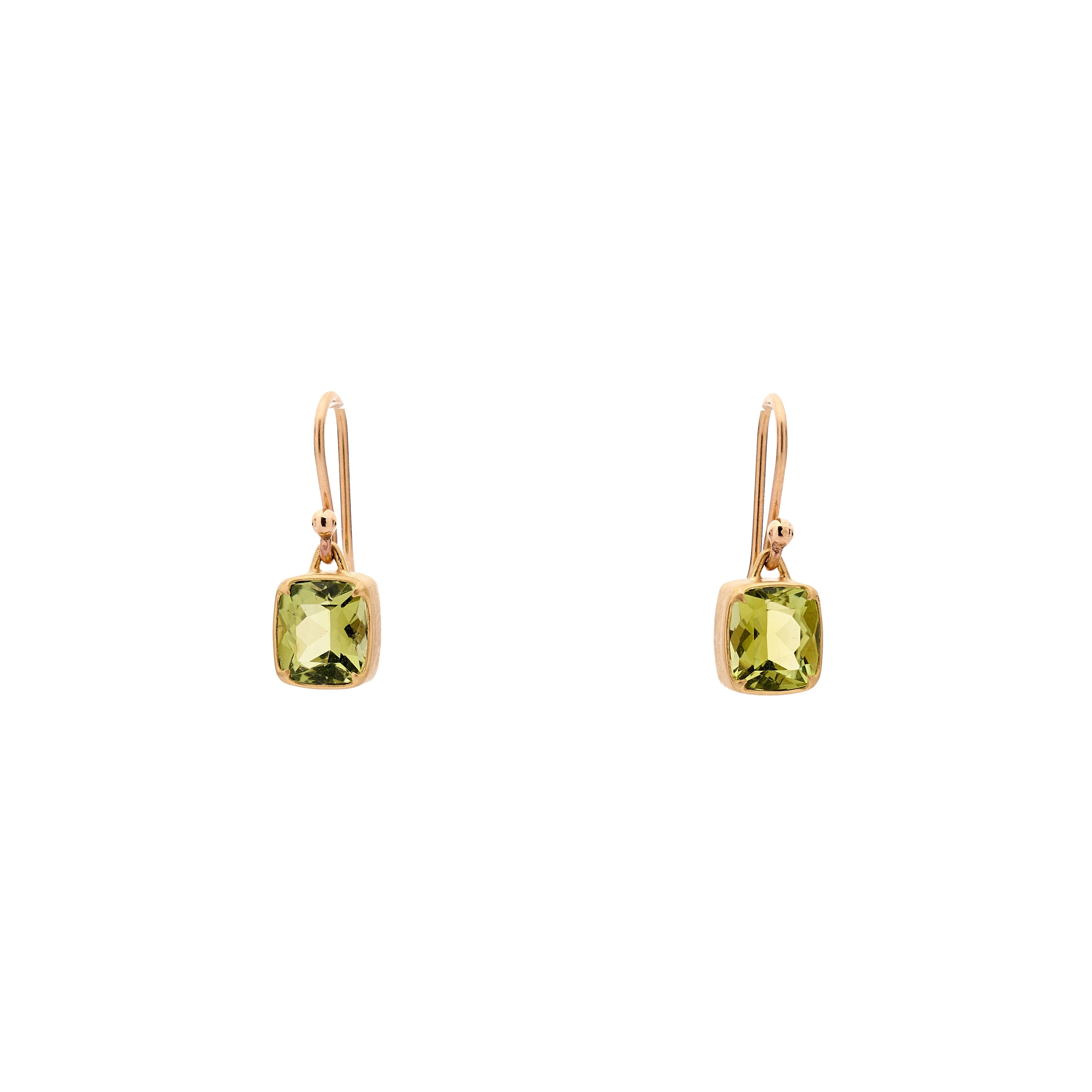 Gabriella Kiss 18k Cushion Cut Peridot Earrings- 2.7ct