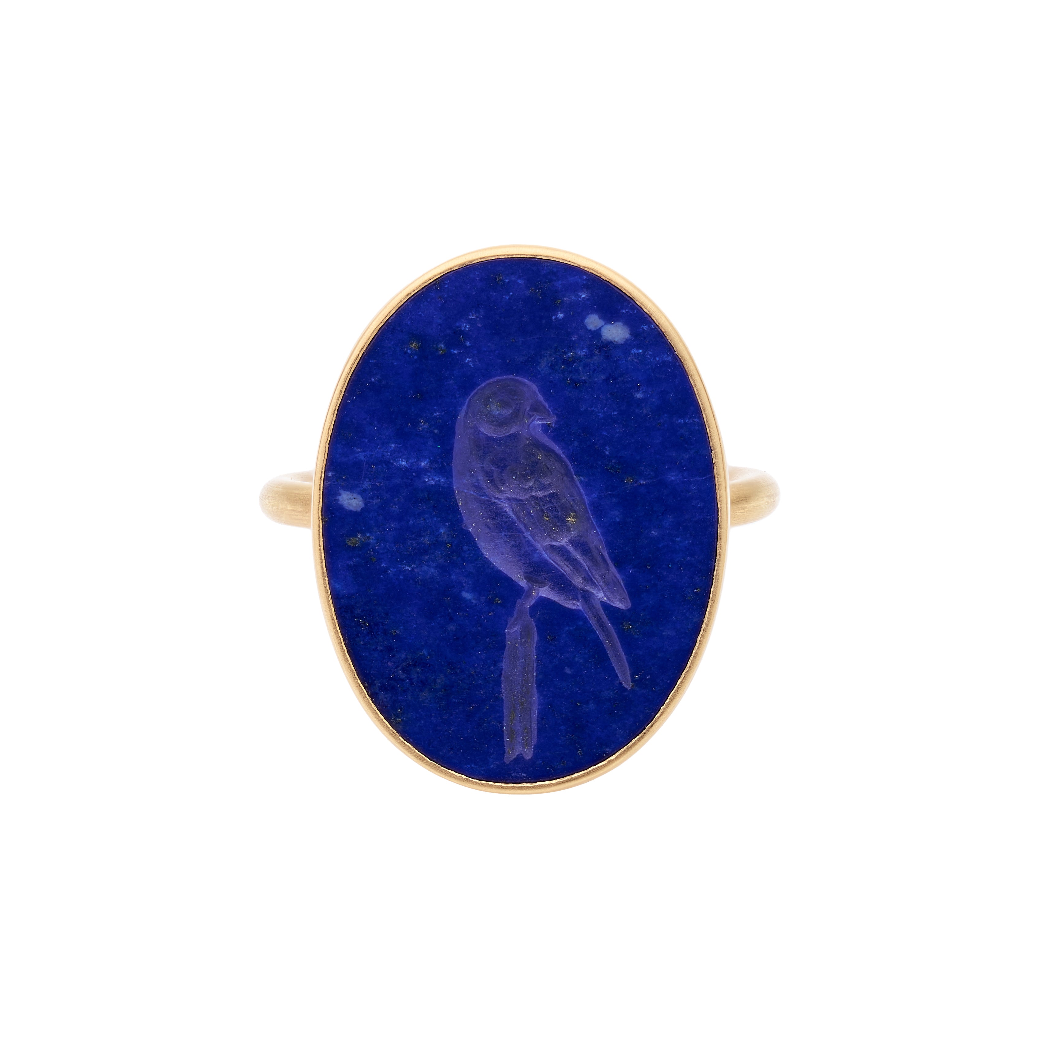 Gabriella Kiss 18K Lapis Bluebird Intaglio