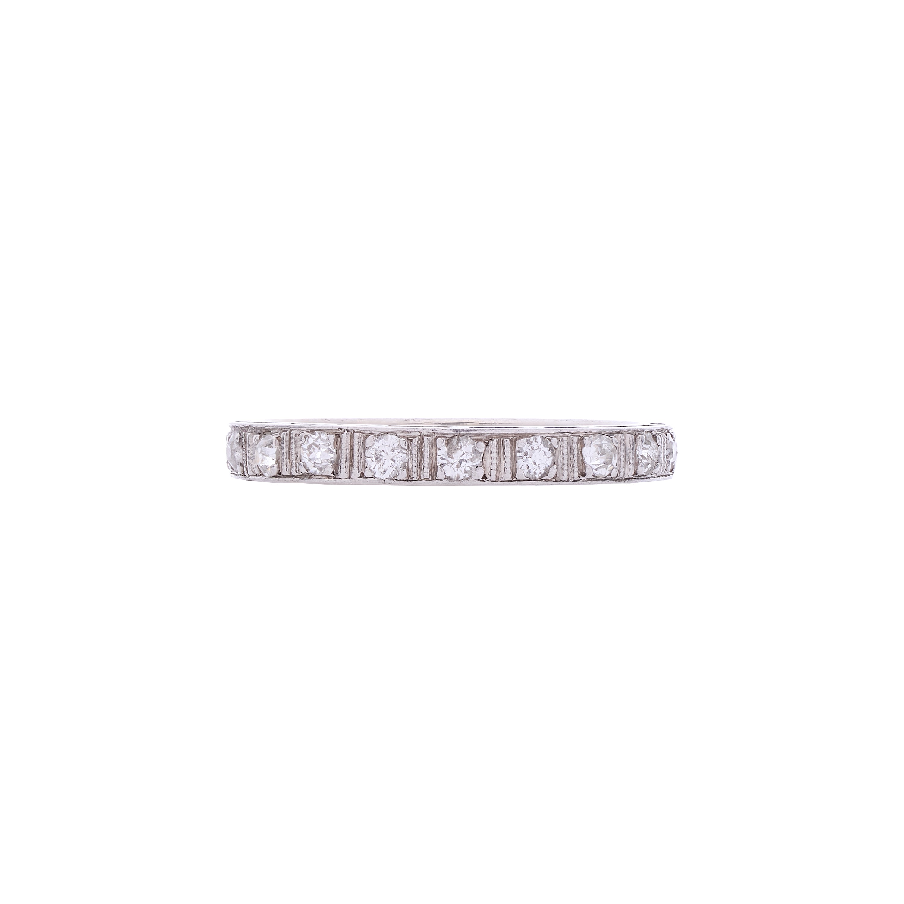 Vintage 1930's Platinum Engraved Diamond Eternity Band