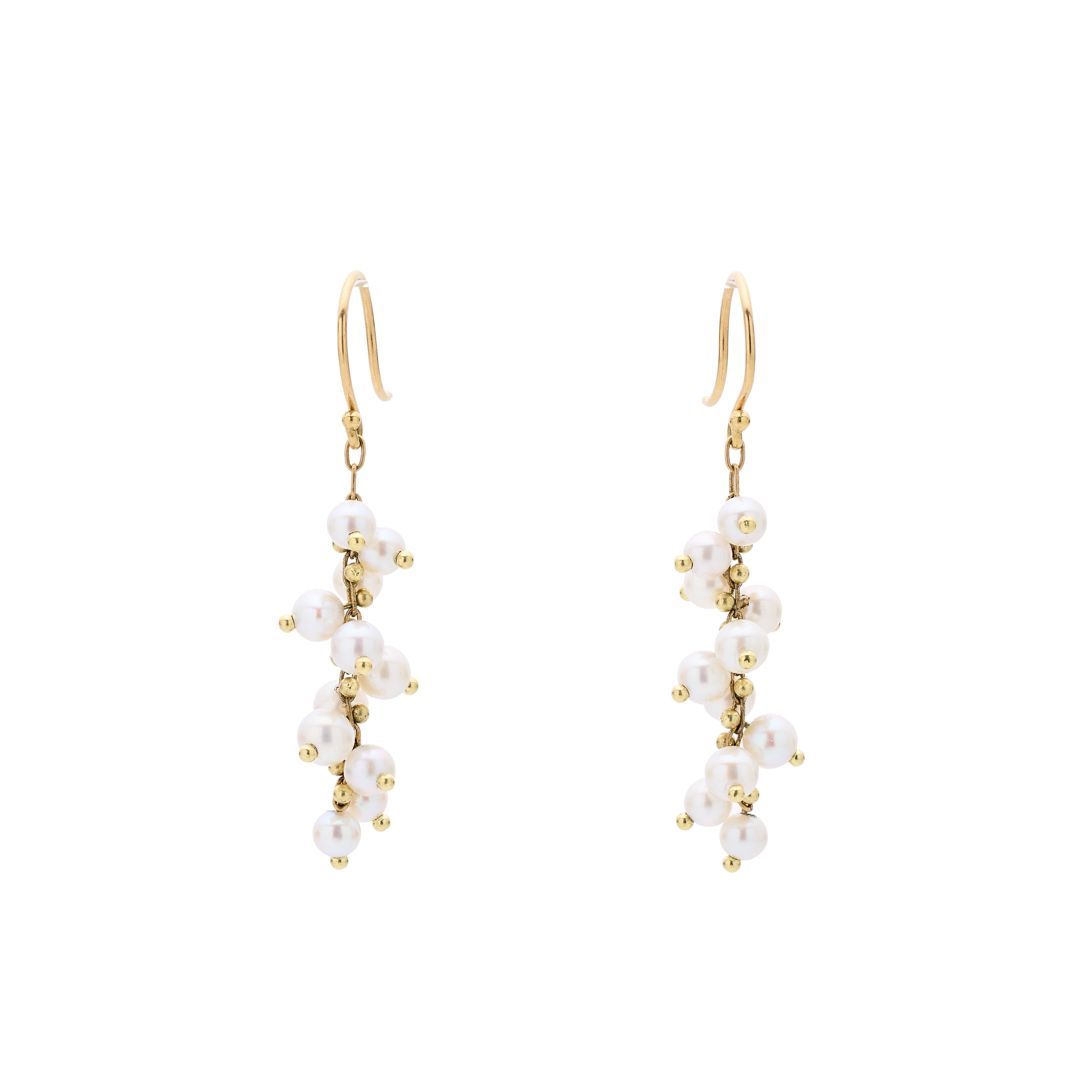 TenThousandThings 18k Beaded Short Spiral White Pearl Earrings