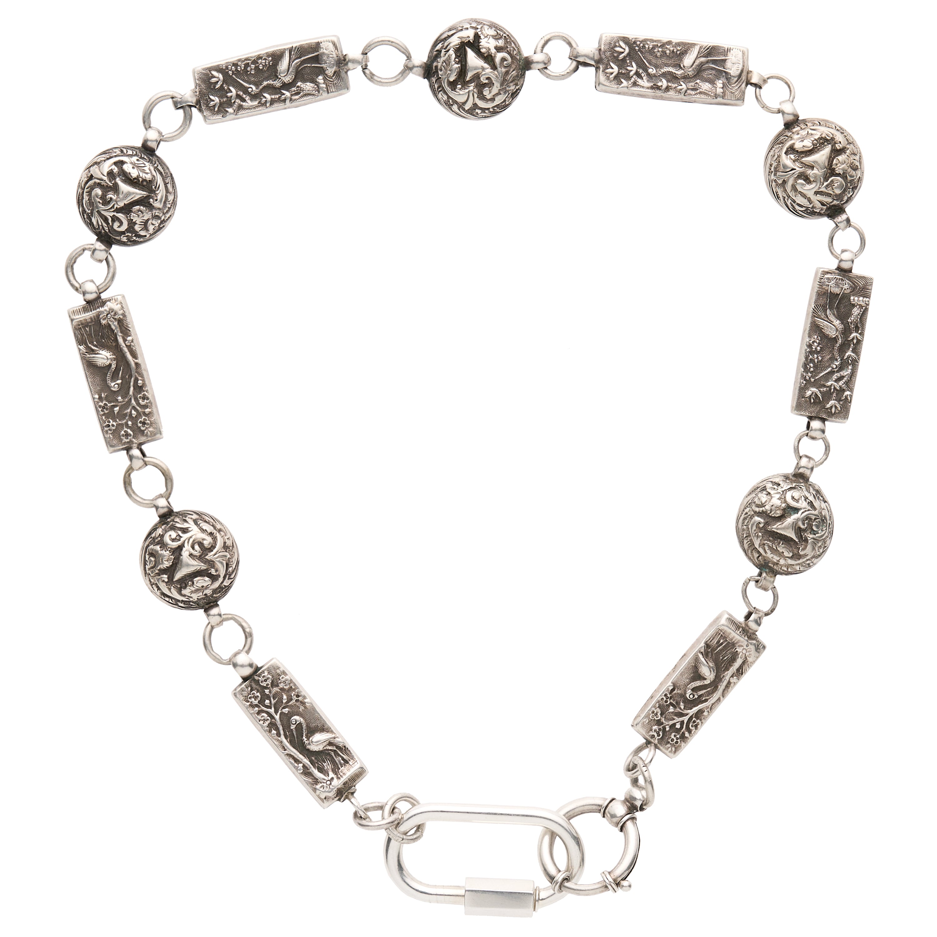 Antique Aesthetic Movement Silver Wide Links Necklace