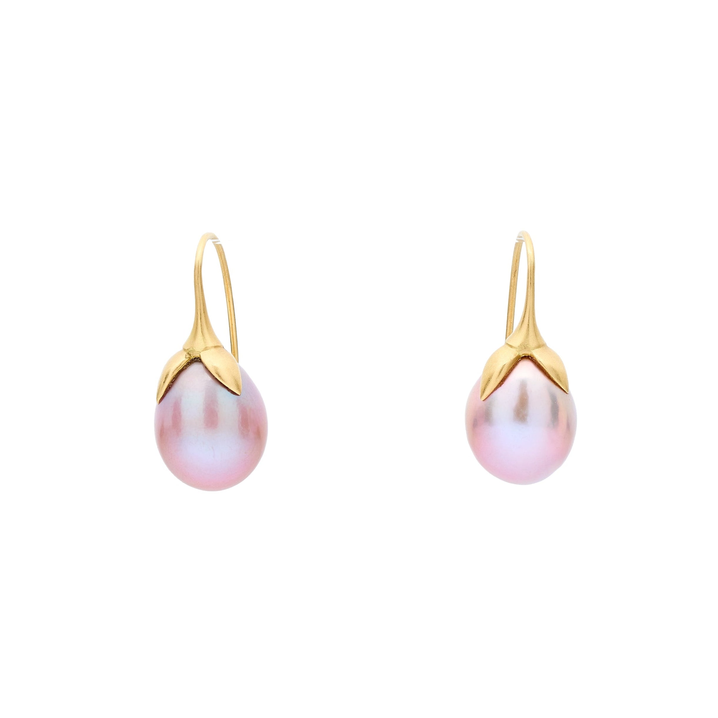 Gabriella Kiss 18k Large Mauve Eggplant Pearl Earrings
