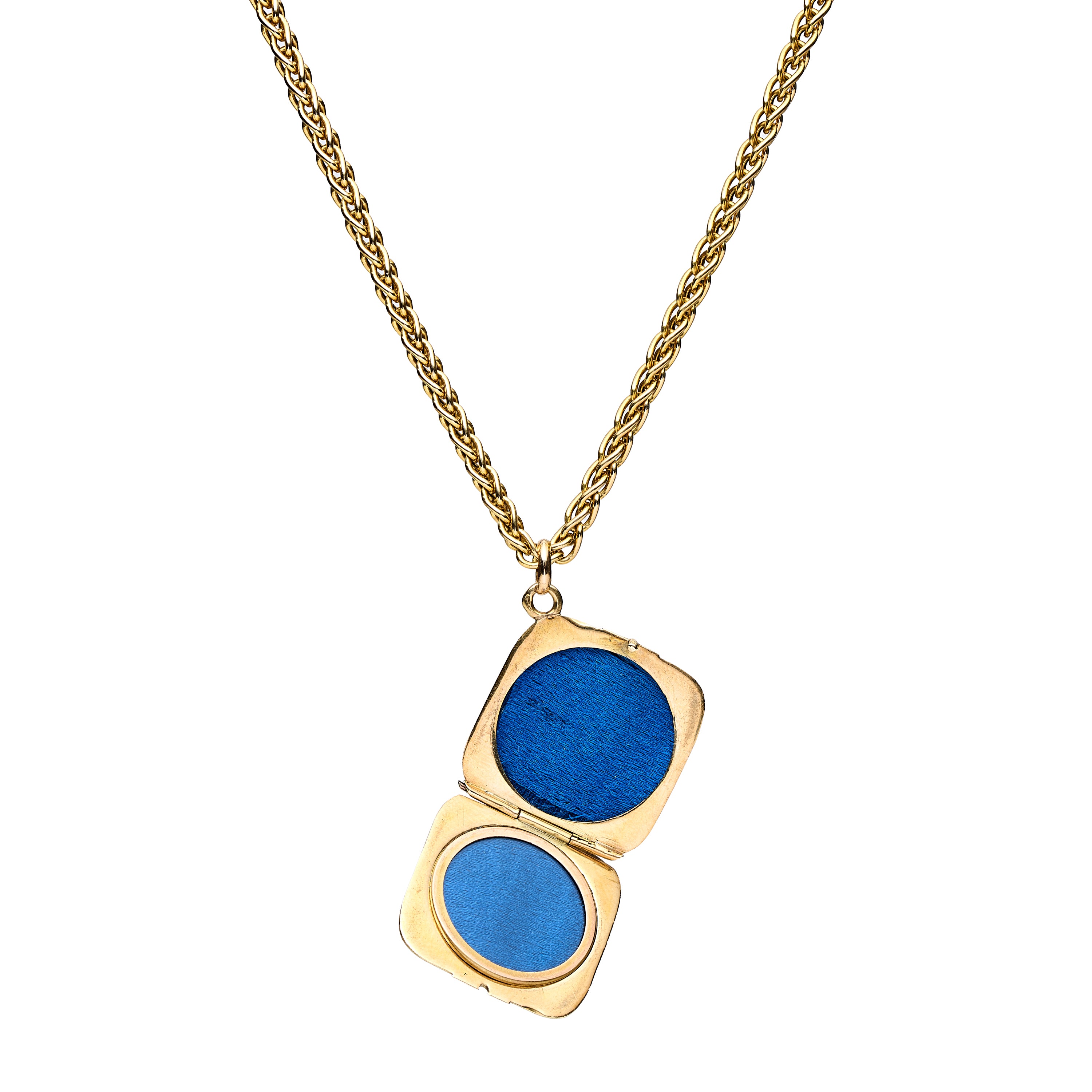 Antique Art Deco 14k Square Locket Pendant w/ Enamel