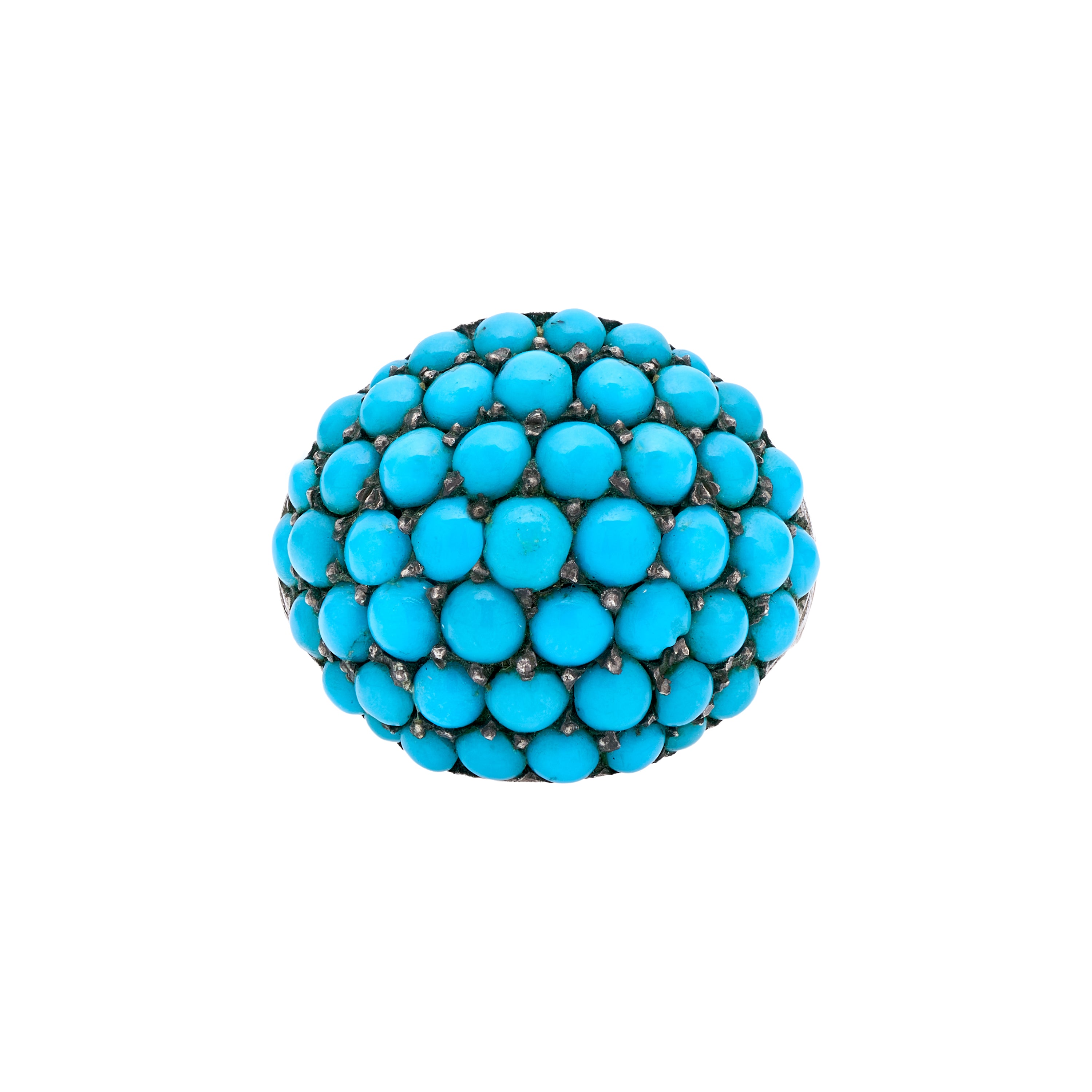 Antique Victorian 10k Pavé Turquoise Dome Ring