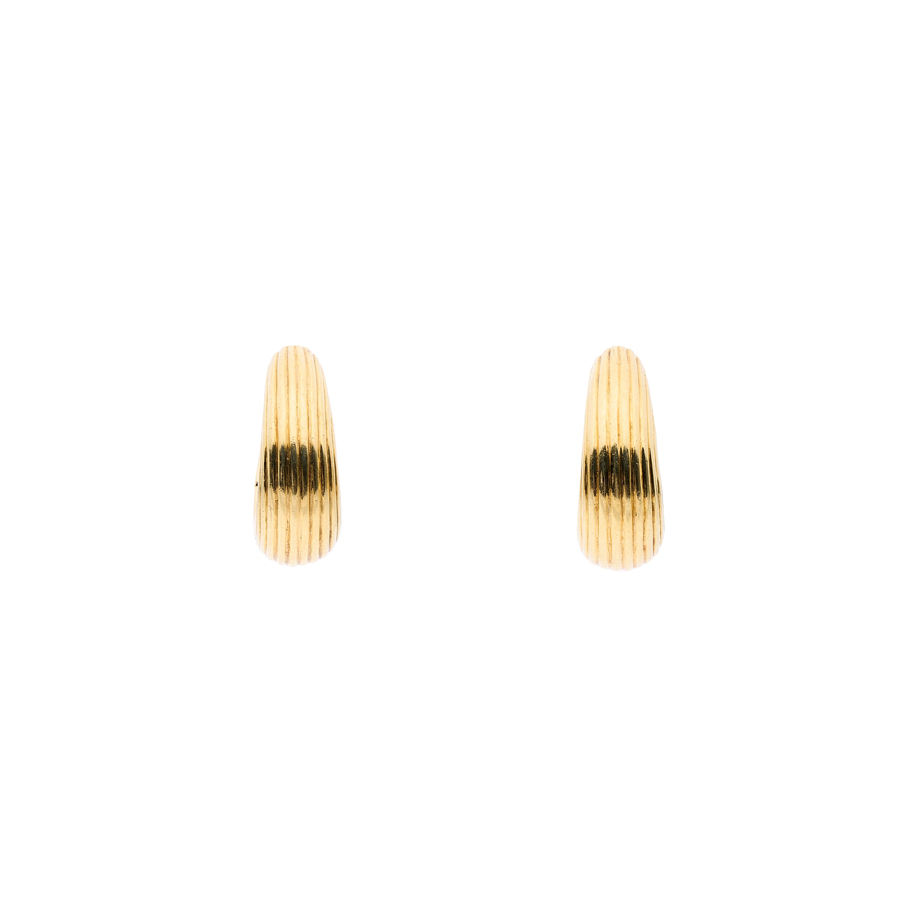 Vintage Mid-Century 18k Ridged Hoop Earrings