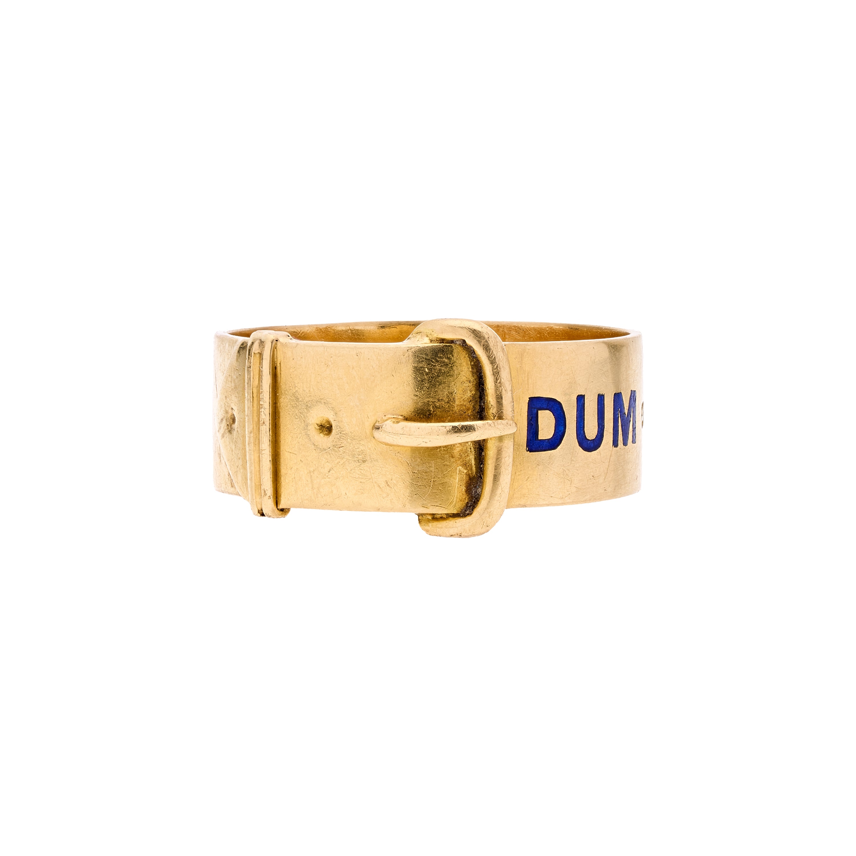 Antique Victorian 18k and Enamel Buckle Ring "Dum Spiro Spero" or "While I Breathe, I Hope."