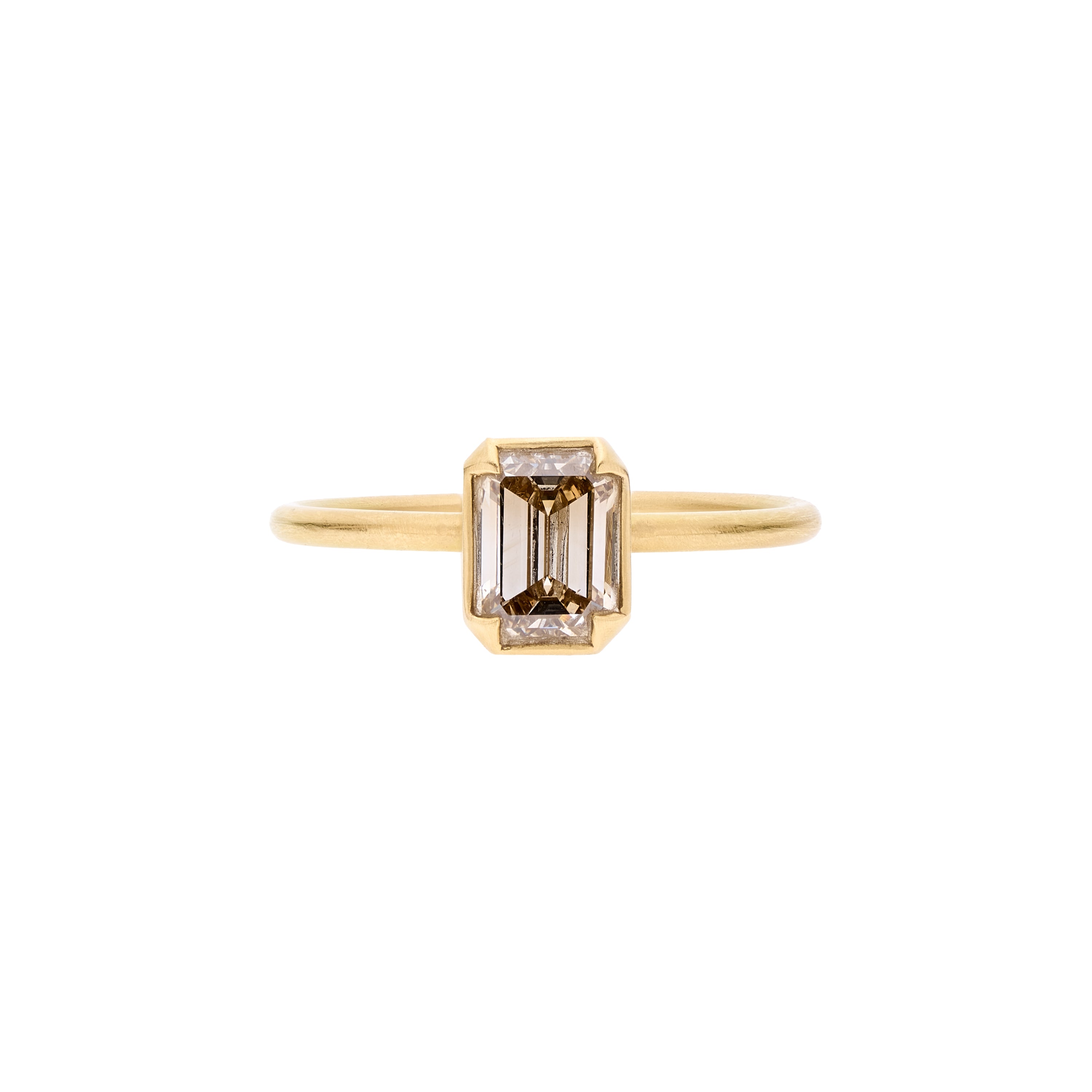 Gabriella Kiss 18k Emerald Cut Champagne Diamond Ring - 1.05 ct.