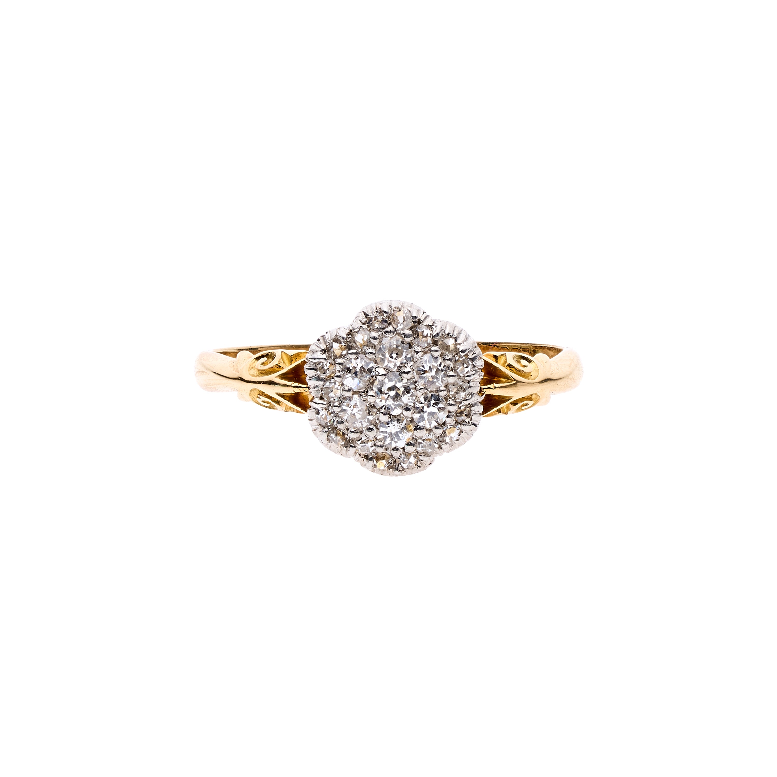 Antique Victorian 18k and Silver Diamond Cluster Ring