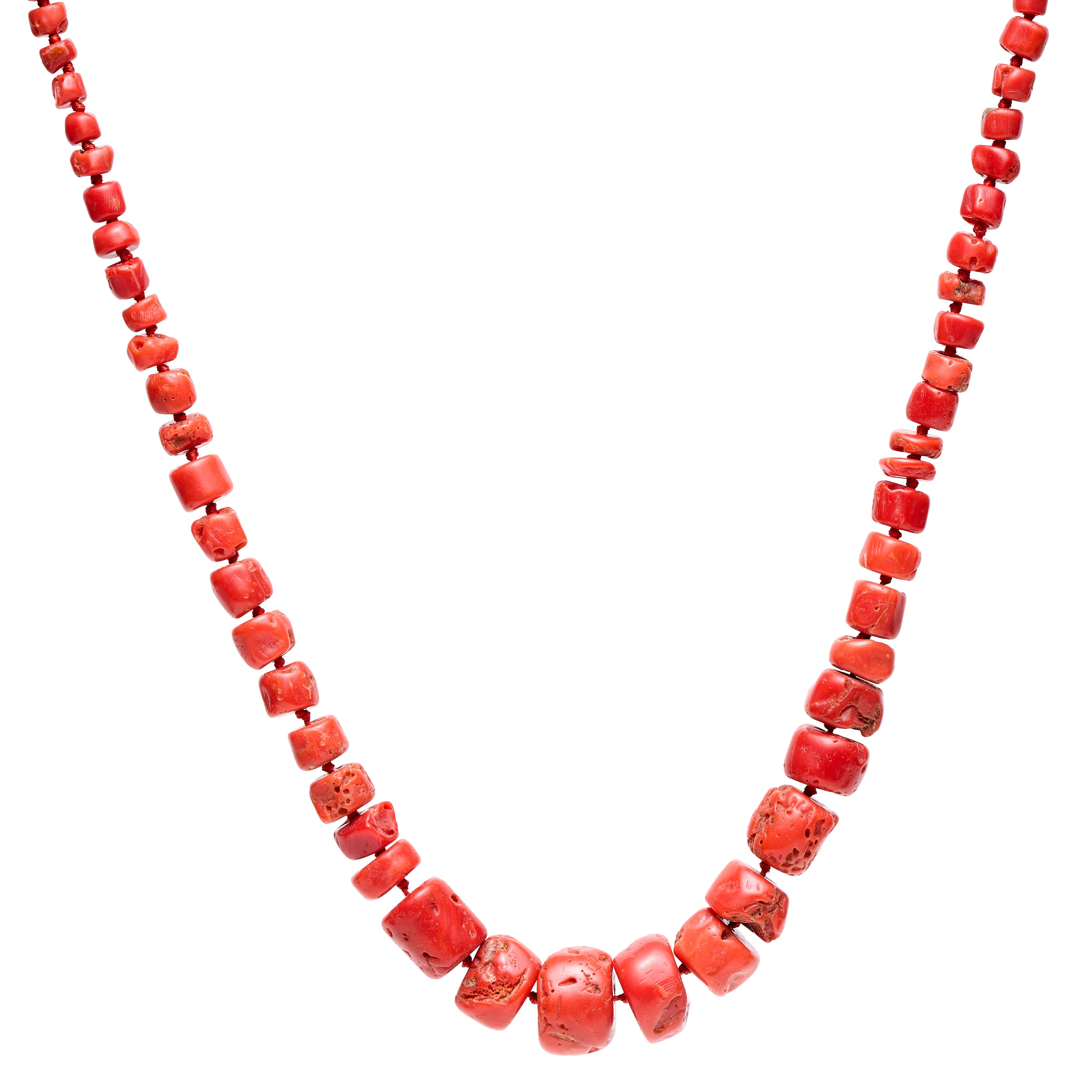 Vintage Graduated Rustic Coral Beads - 25"