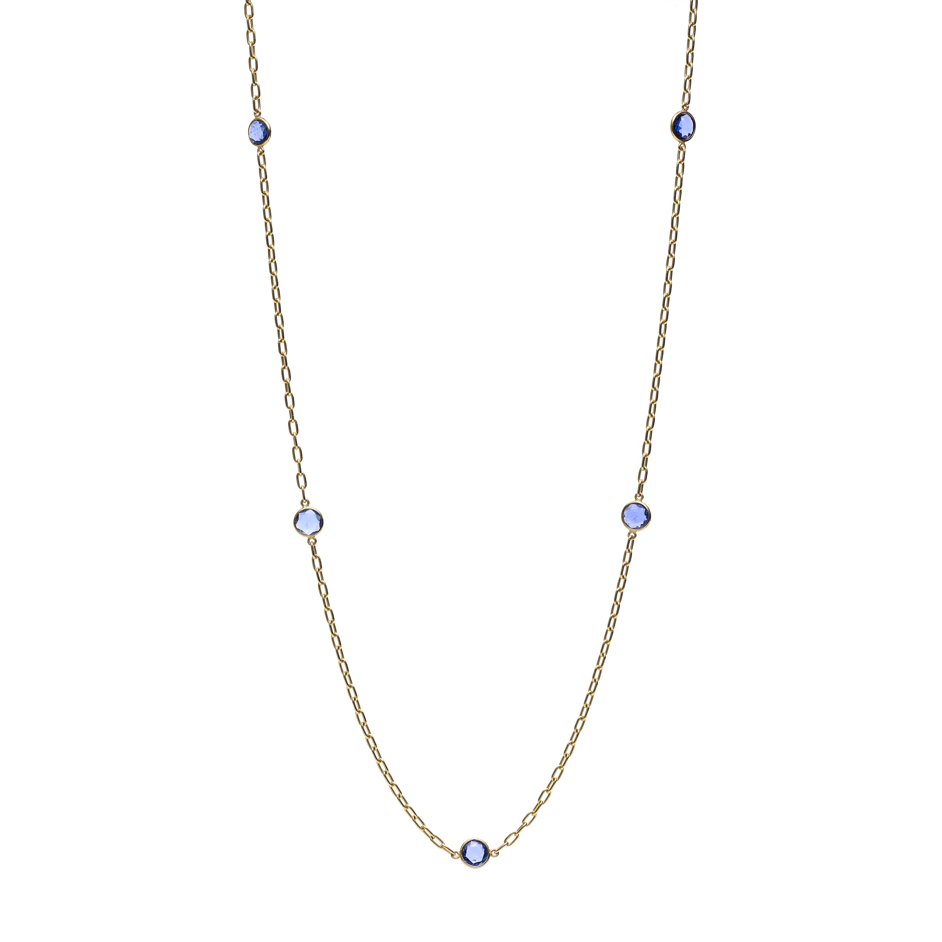 Stephanie Windsor 18k Ceylon Sapphire Five Stone Chain- 22”
