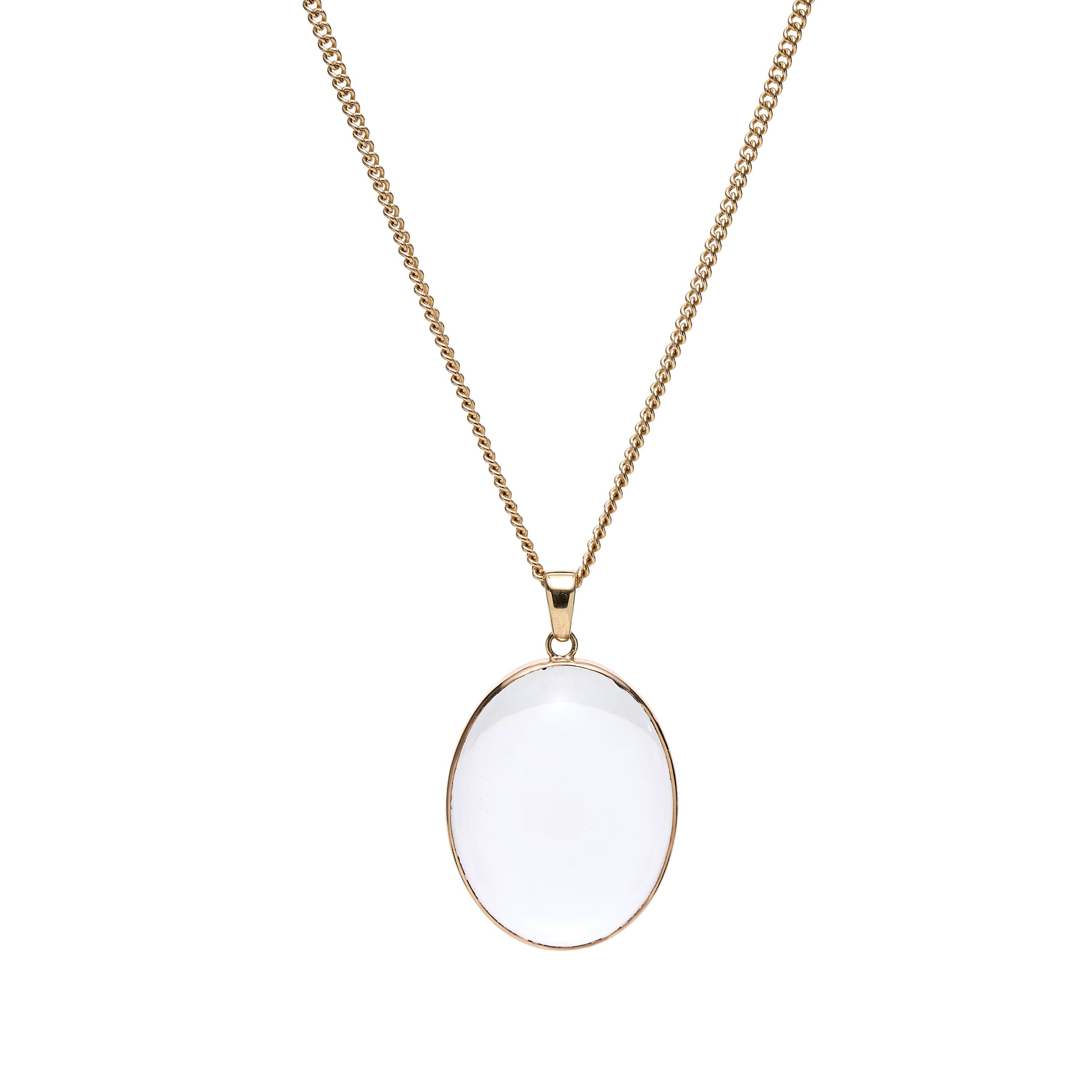 Antique Edwardian 9k Rock Crystal Oval Pendant