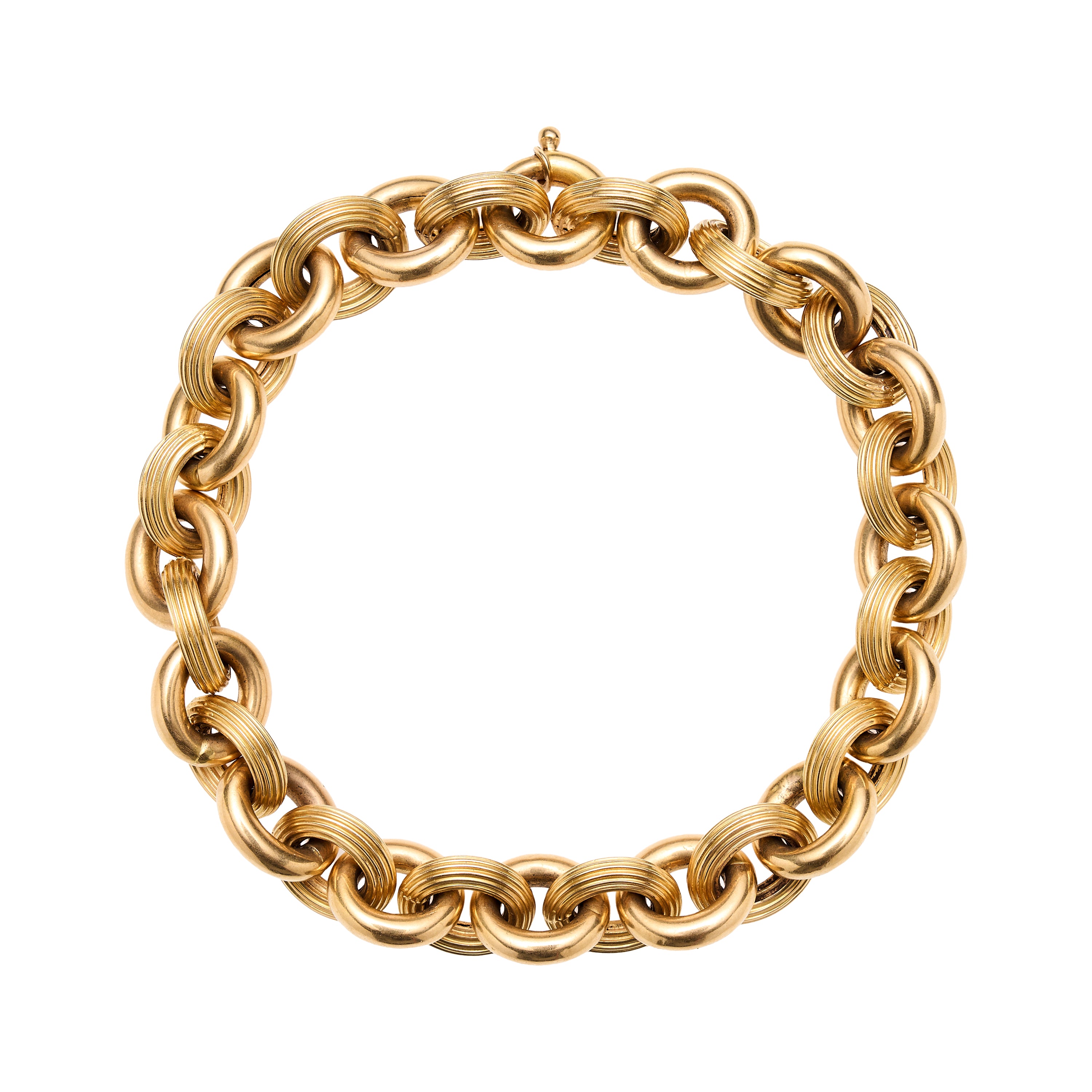Antique Edwardian 18k Alternating Ribbed and Clean Link Bracelet