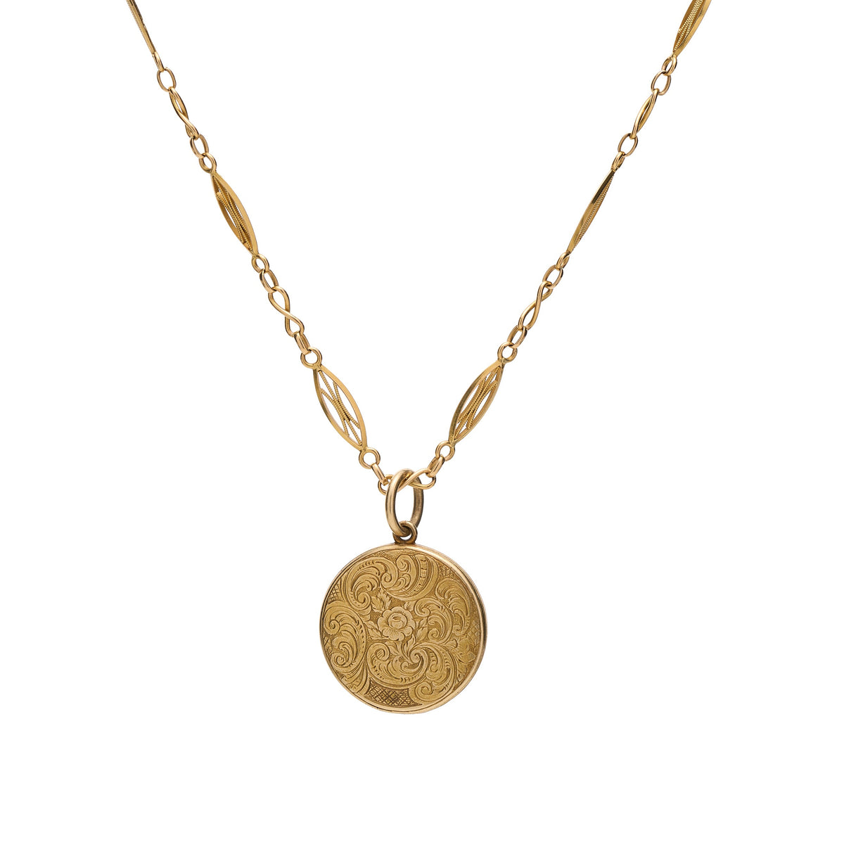 Antique Victorian 18k Beautifully Engraved Round Locket