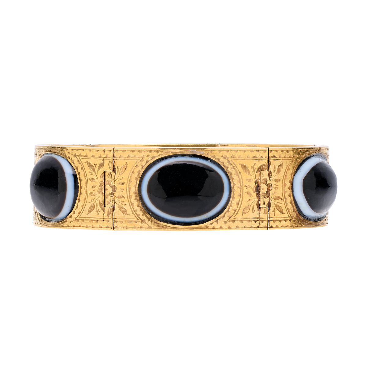 Antique Victorian 14k Bull's Eye Agate Bracelet