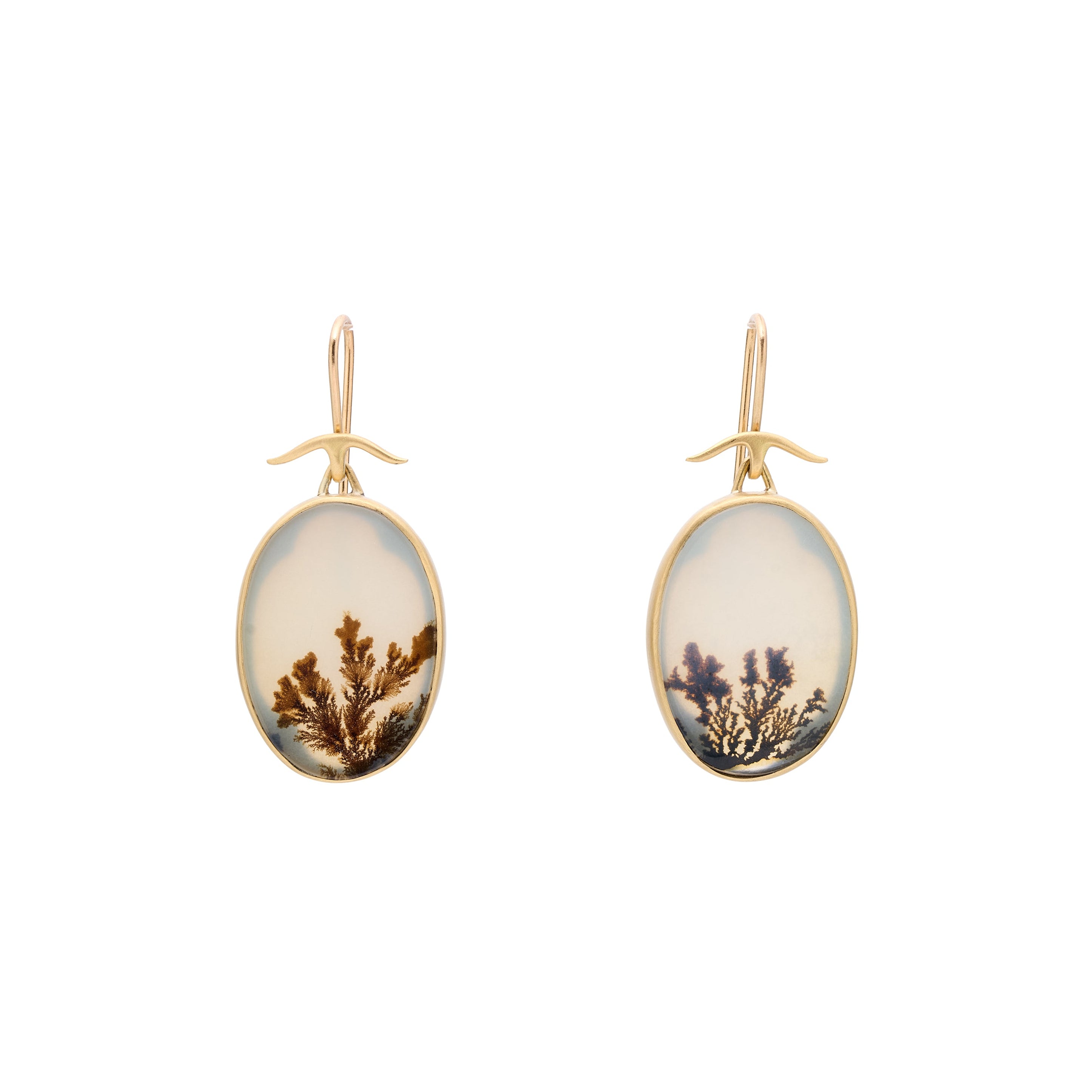Gabriella Kiss 18k / Silver Oval Dendrite Agate Earrings