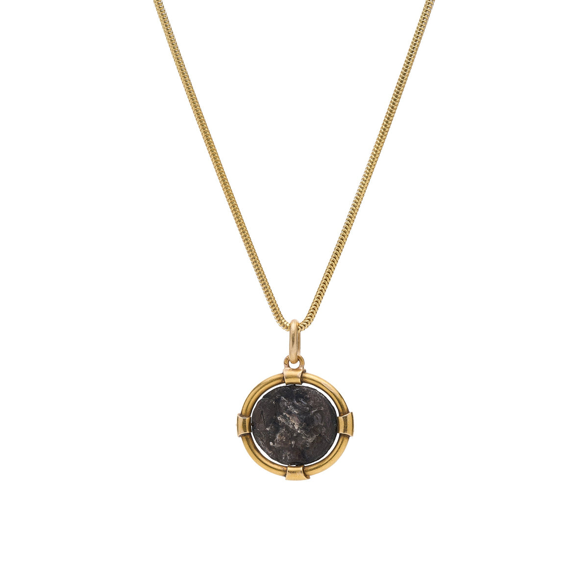 Vintage French 18k Set Ancient Bronze Coin Pendant