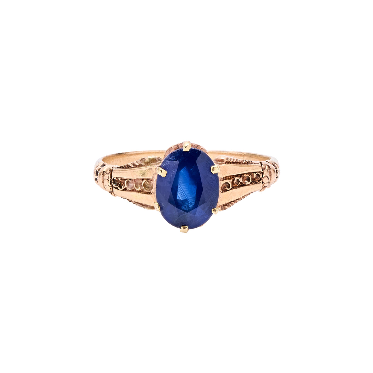 Antique 12k Oval Natural Sapphire Ring