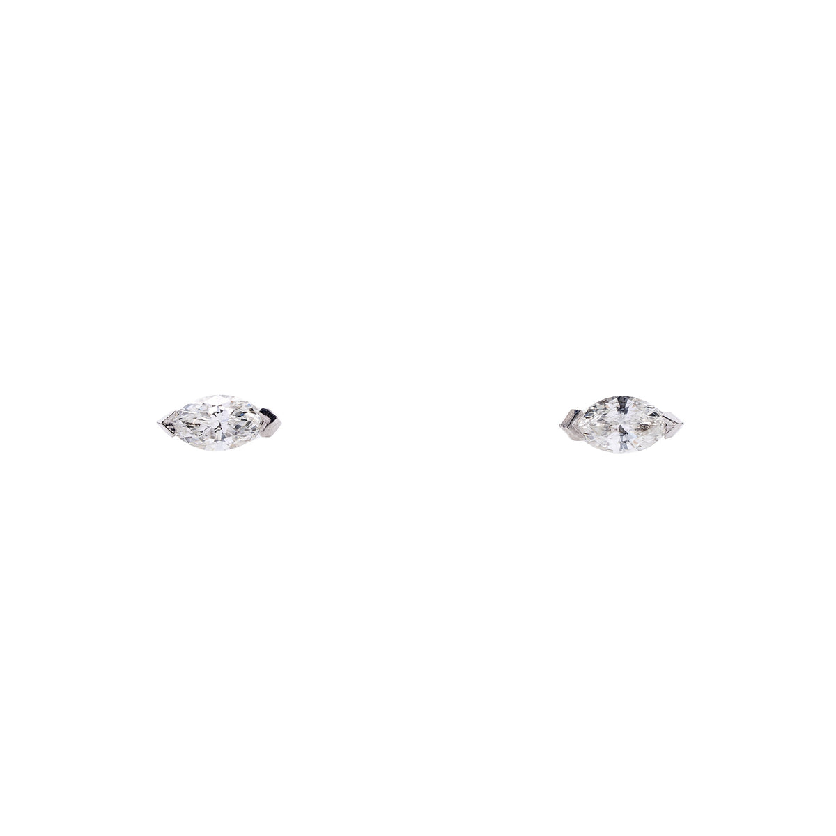 Vintage Platinum and Marquis Diamond Stud Earrings - 0.6cttw