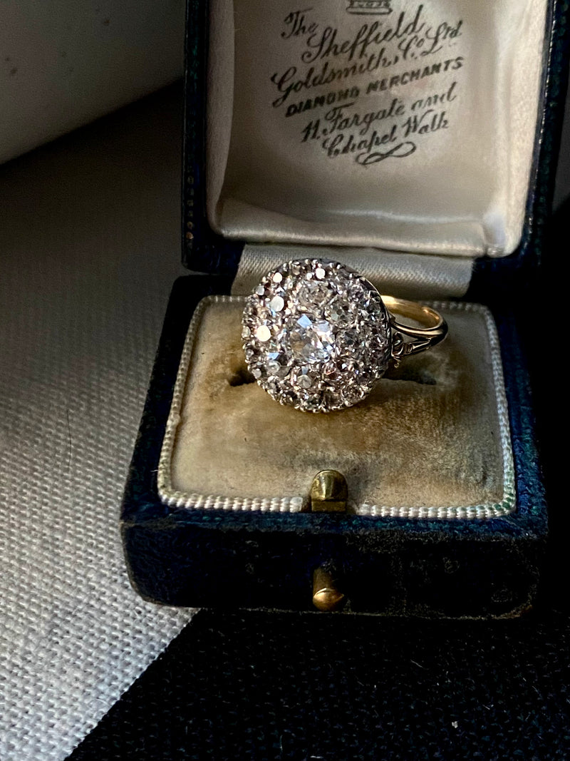 Antique Georgian 18k/ Silver Diamond  Round Cluster Ring