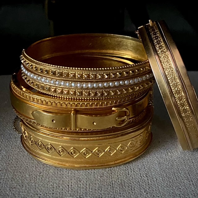 Antique Victorian 15k Gold & Pearl Bangle Bracelet